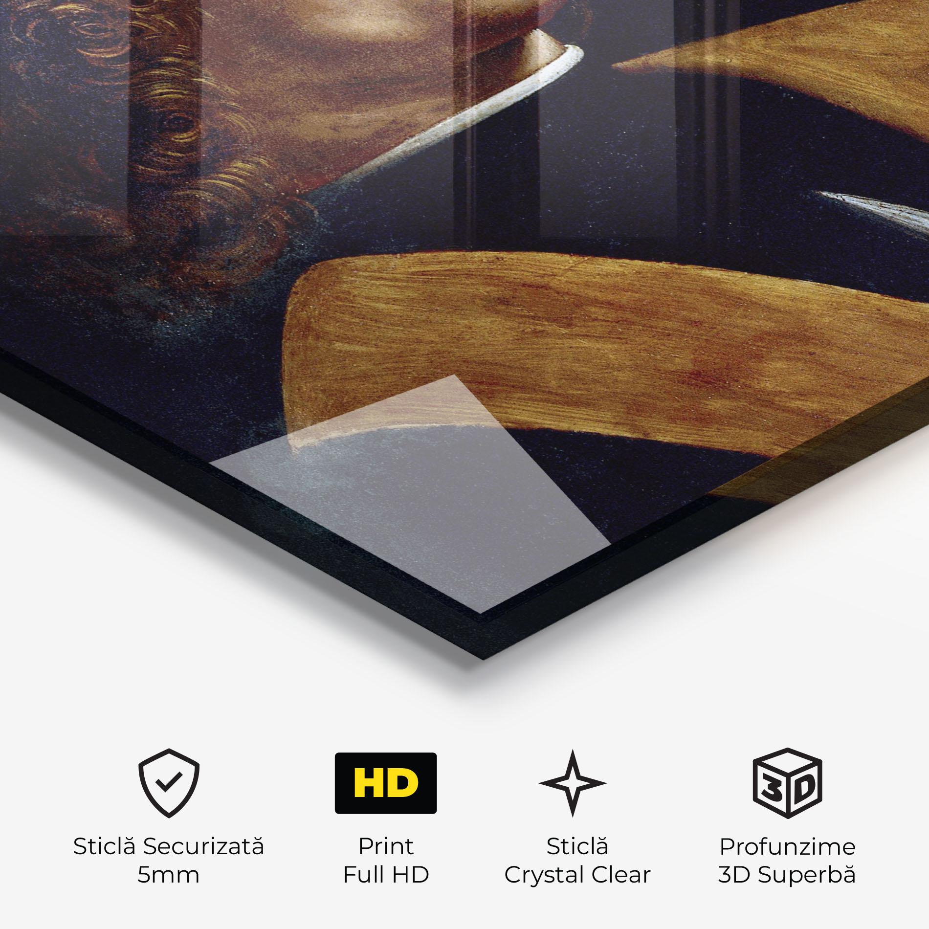Tablou Sticla Leonardo Da Vinci's The Portrait Of A Musician mockup 3
