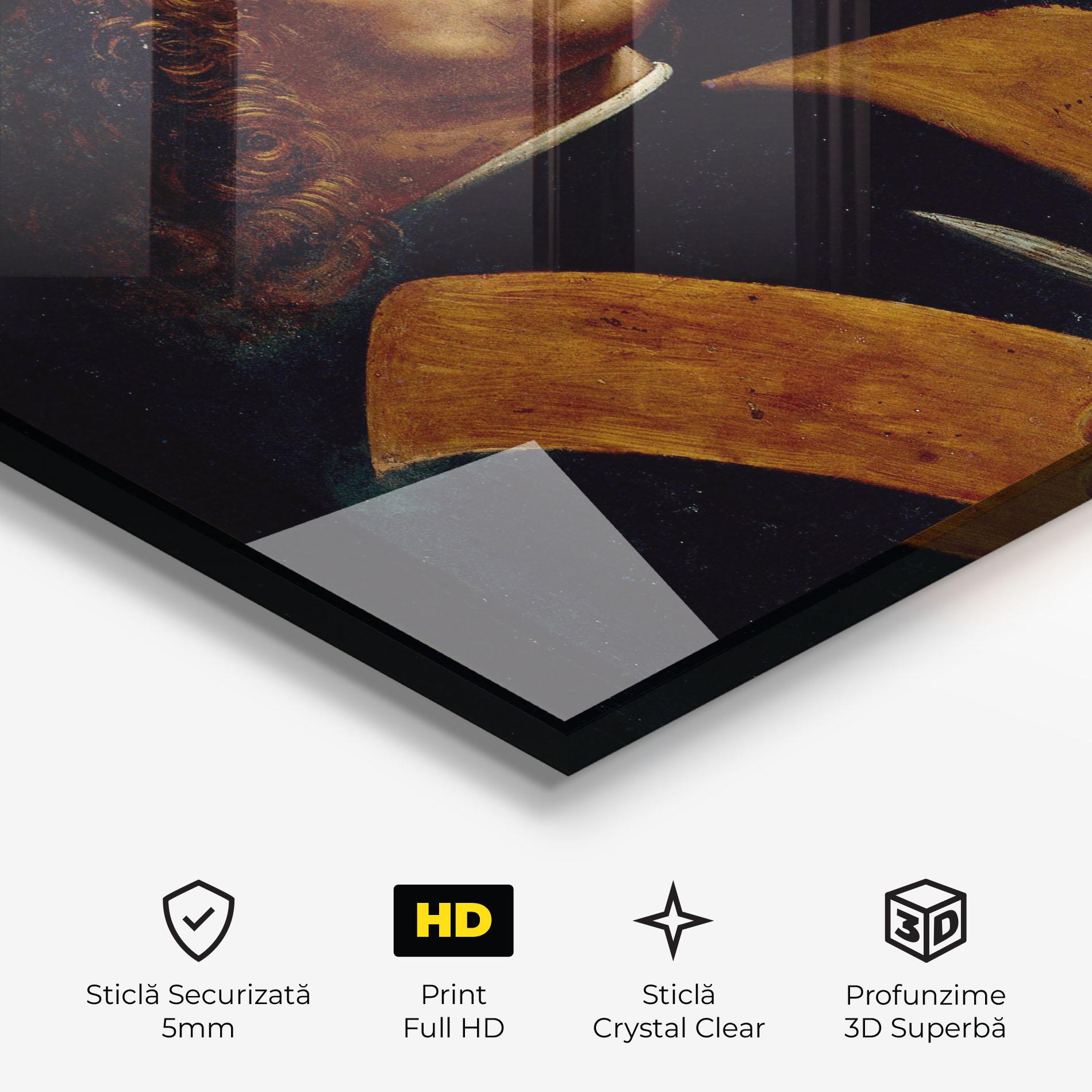 Tablou Sticla Leonardo Da Vinci Portrait Of A Musician Pinacoteca Ambrosiana mockup 3