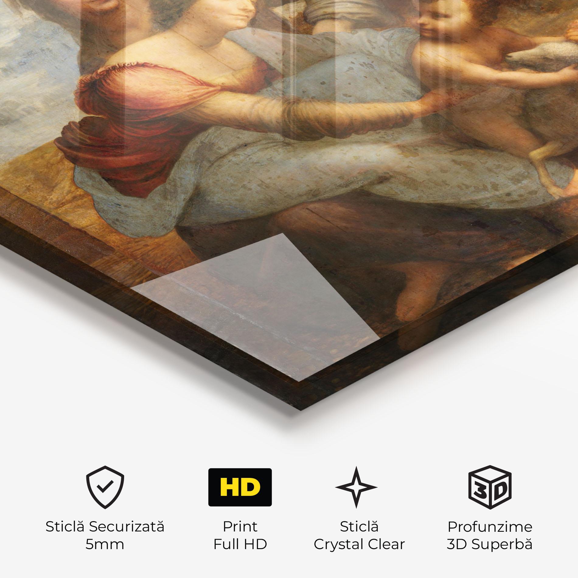 Tablou Sticla Leonardo Da Vinci Virgin And Child With St Anne mockup 3