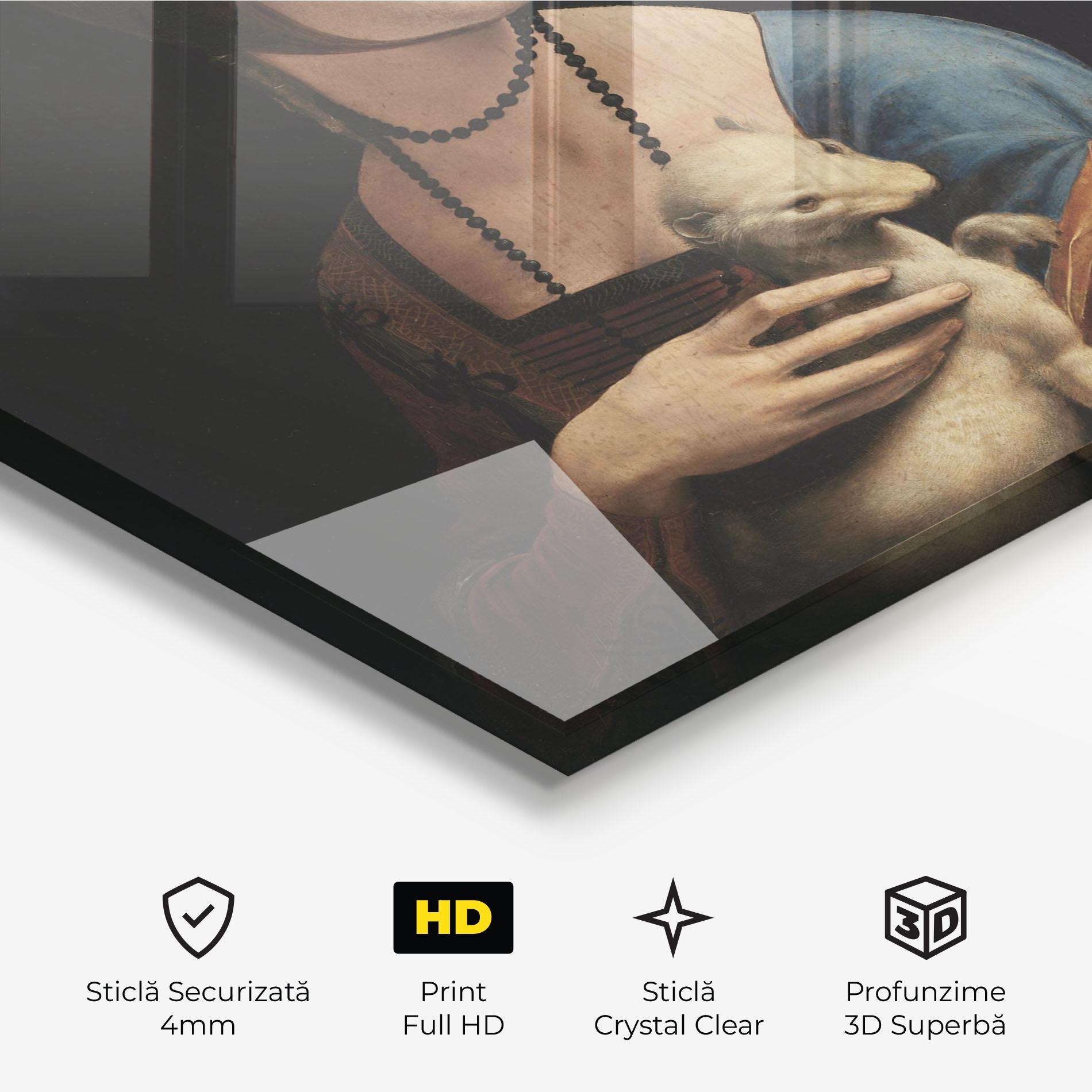 Tablou Sticla Lady With An Ermine Leonardo Da Vinci mockup 3