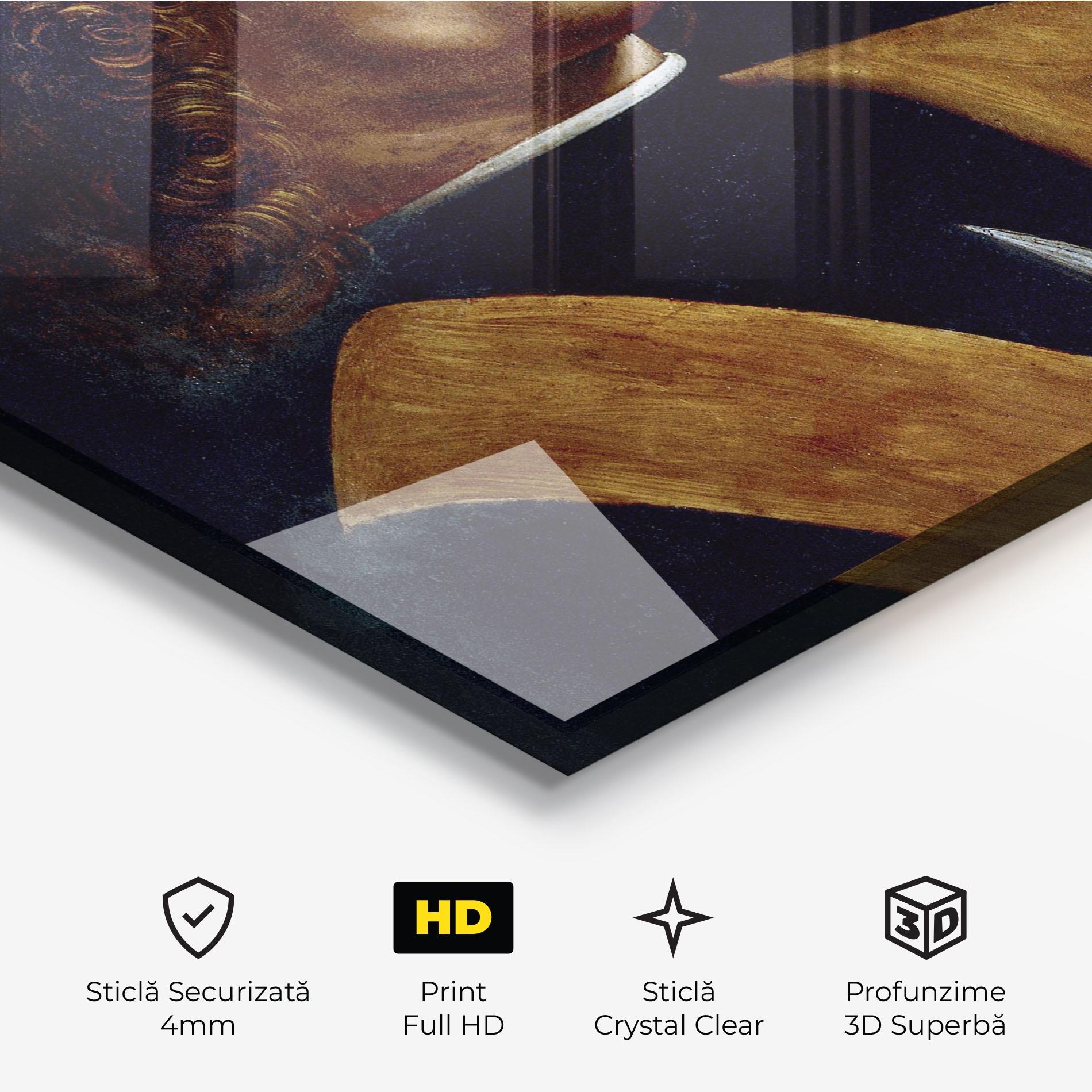 Tablou Sticla Leonardo Da Vinci's The Portrait Of A Musician mockup 3