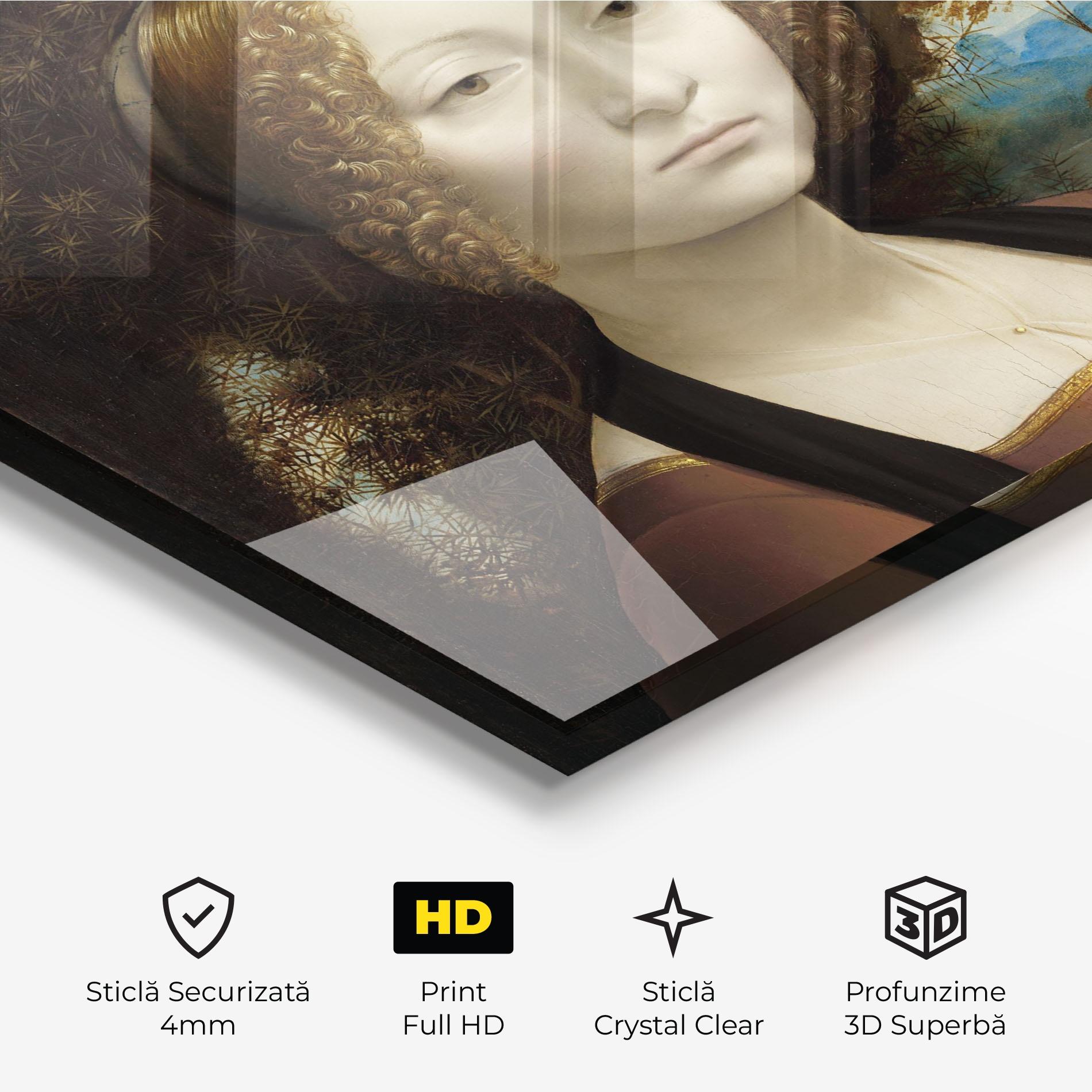 Tablou Sticla Leonardo Da Vinci Ginevra De Benci mockup 3