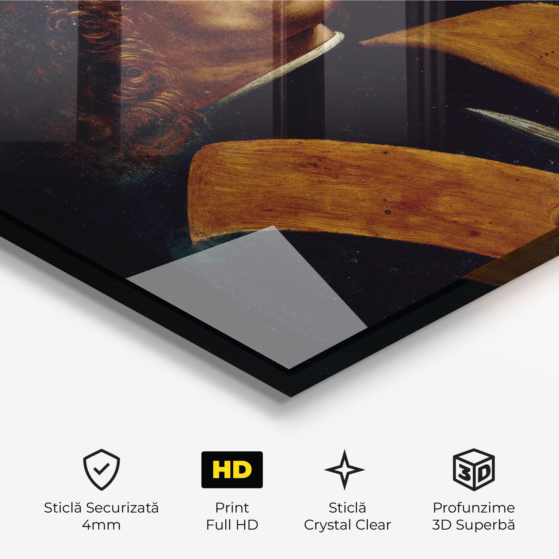 Tablou Sticla Leonardo Da Vinci Portrait Of A Musician Pinacoteca Ambrosiana mockup 3