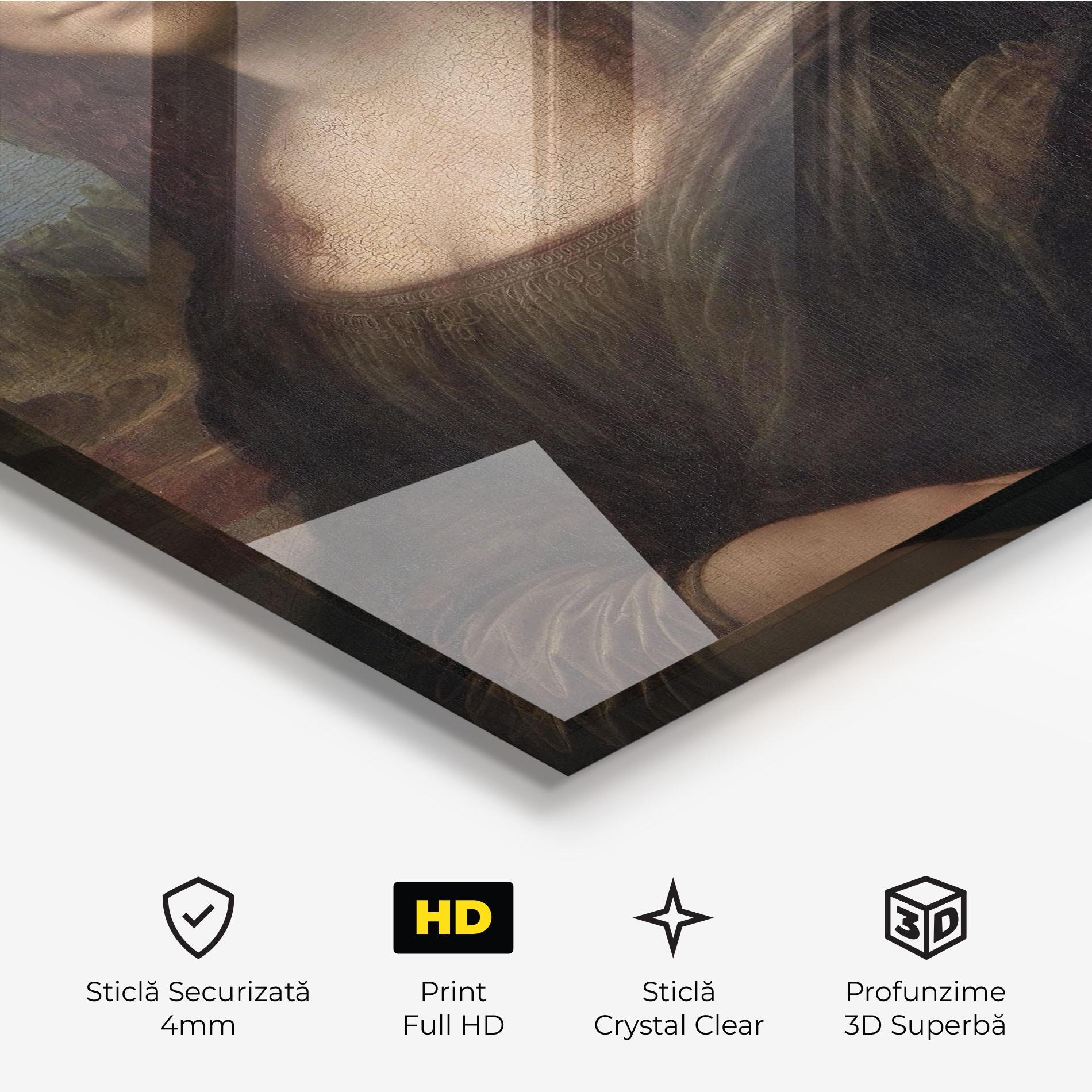 Tablou Sticla Mona Lisa By Leonardo Da Vinci mockup 3