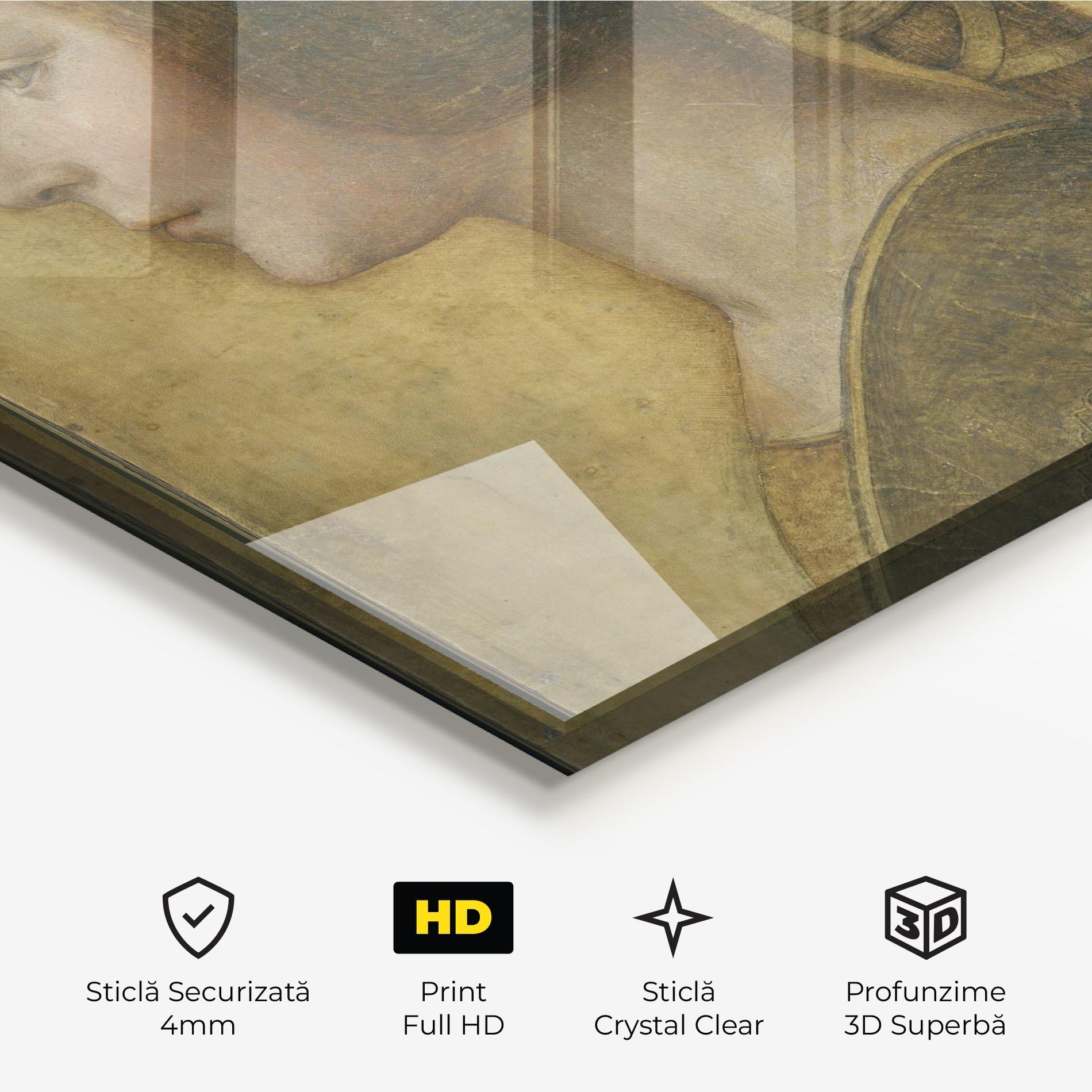 Tablou Sticla Profile Of A Young Fiancee Da Vinci mockup 3