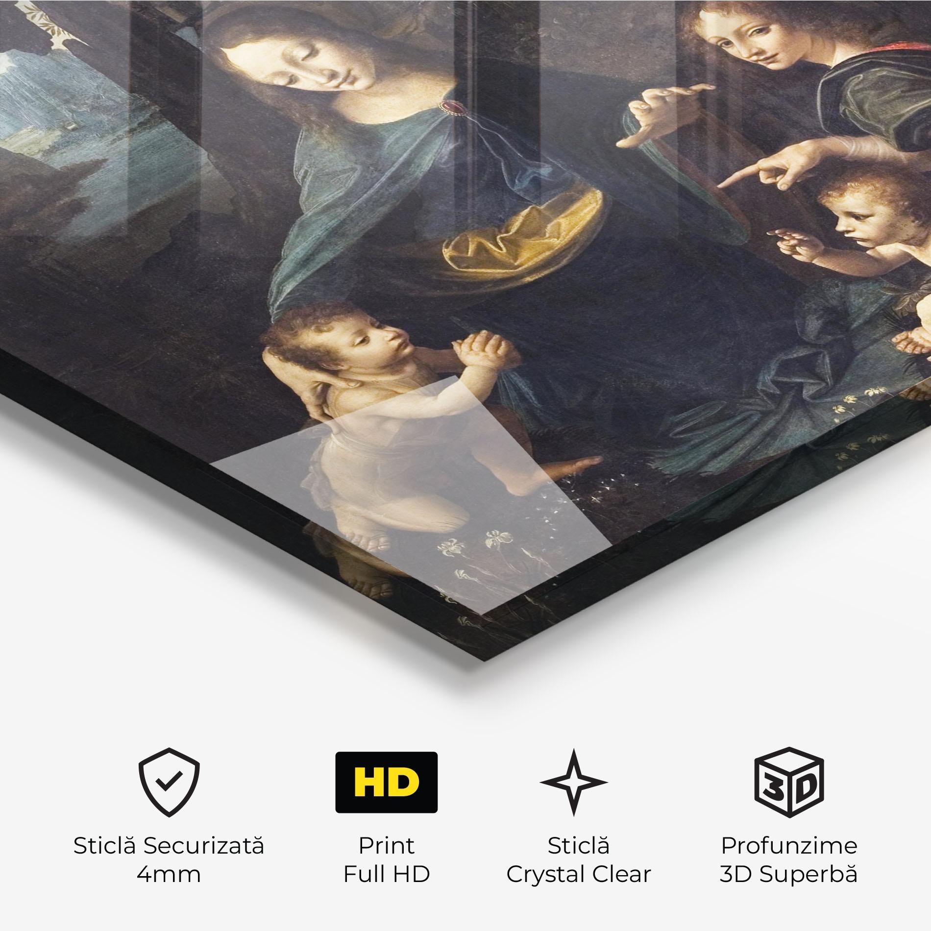 Tablou Sticla The Virgin Of The Rocks Leonardo Da Vinci mockup 3