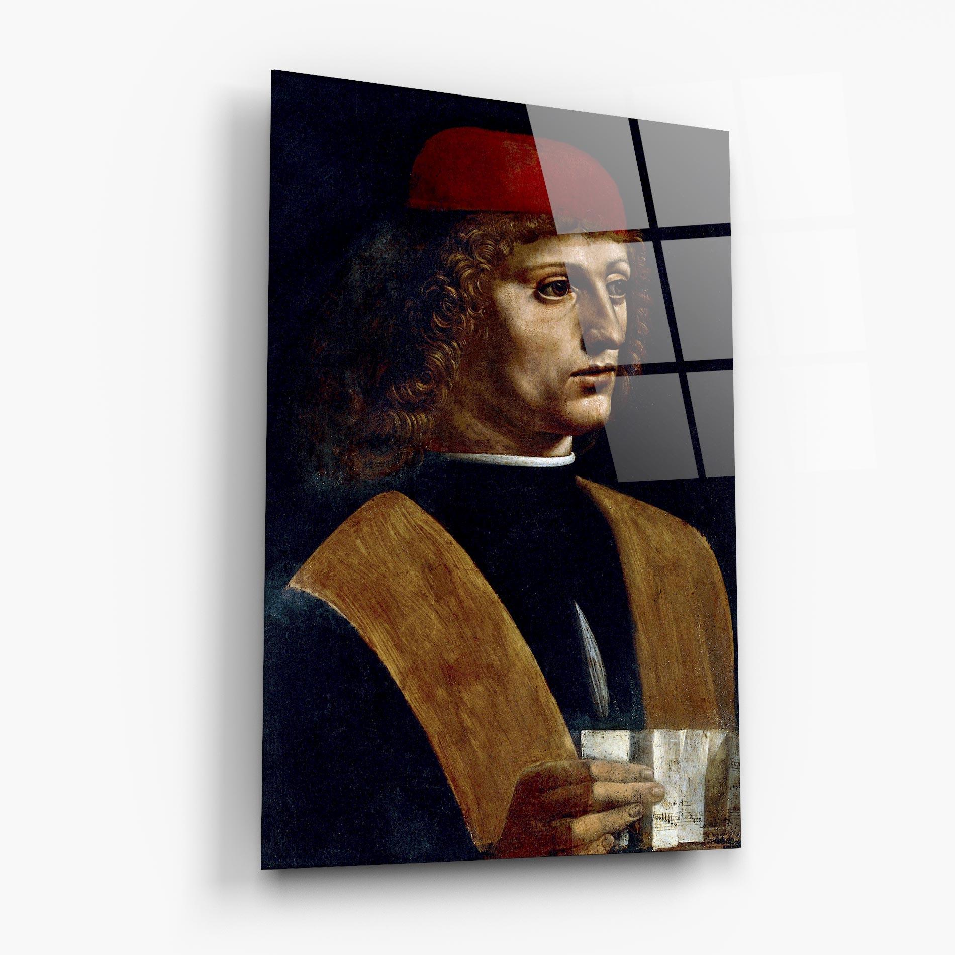 Tablou Sticla Leonardo Da Vinci's The Portrait Of A Musician mockup 6