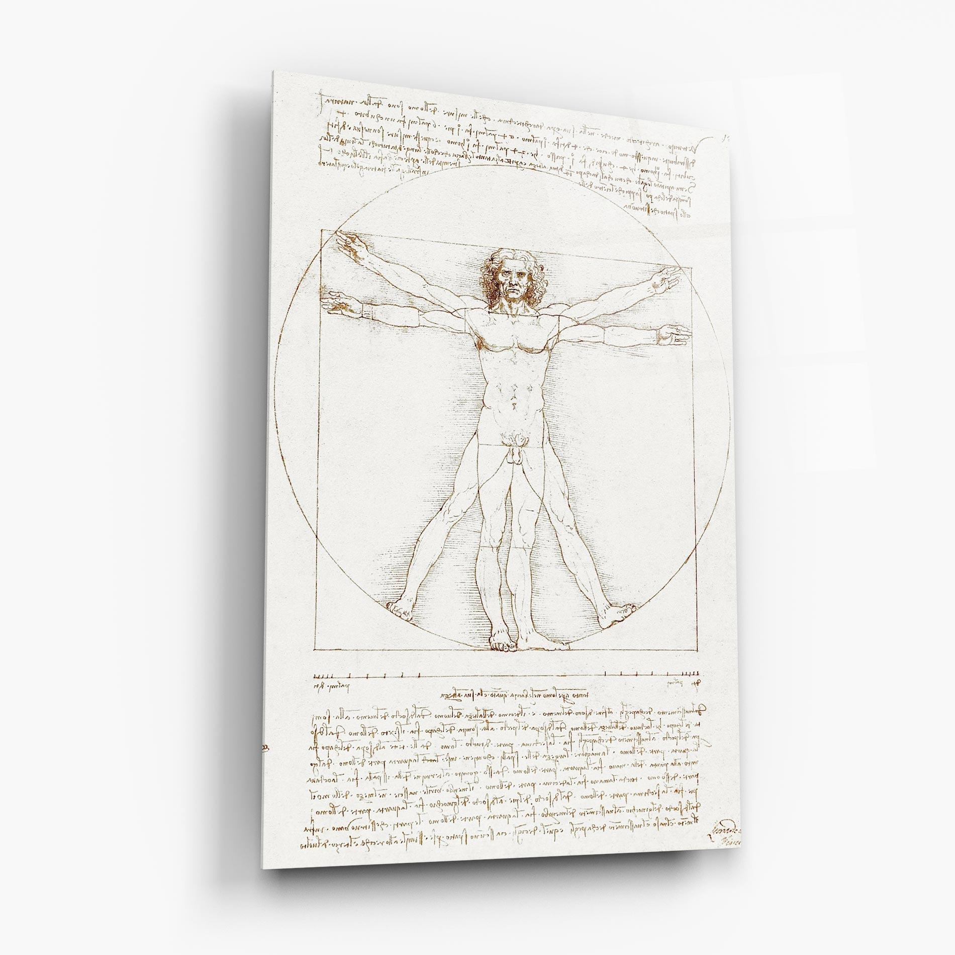Tablou Sticla Leonardo Da Vinci's Vitruvian Man mockup 6