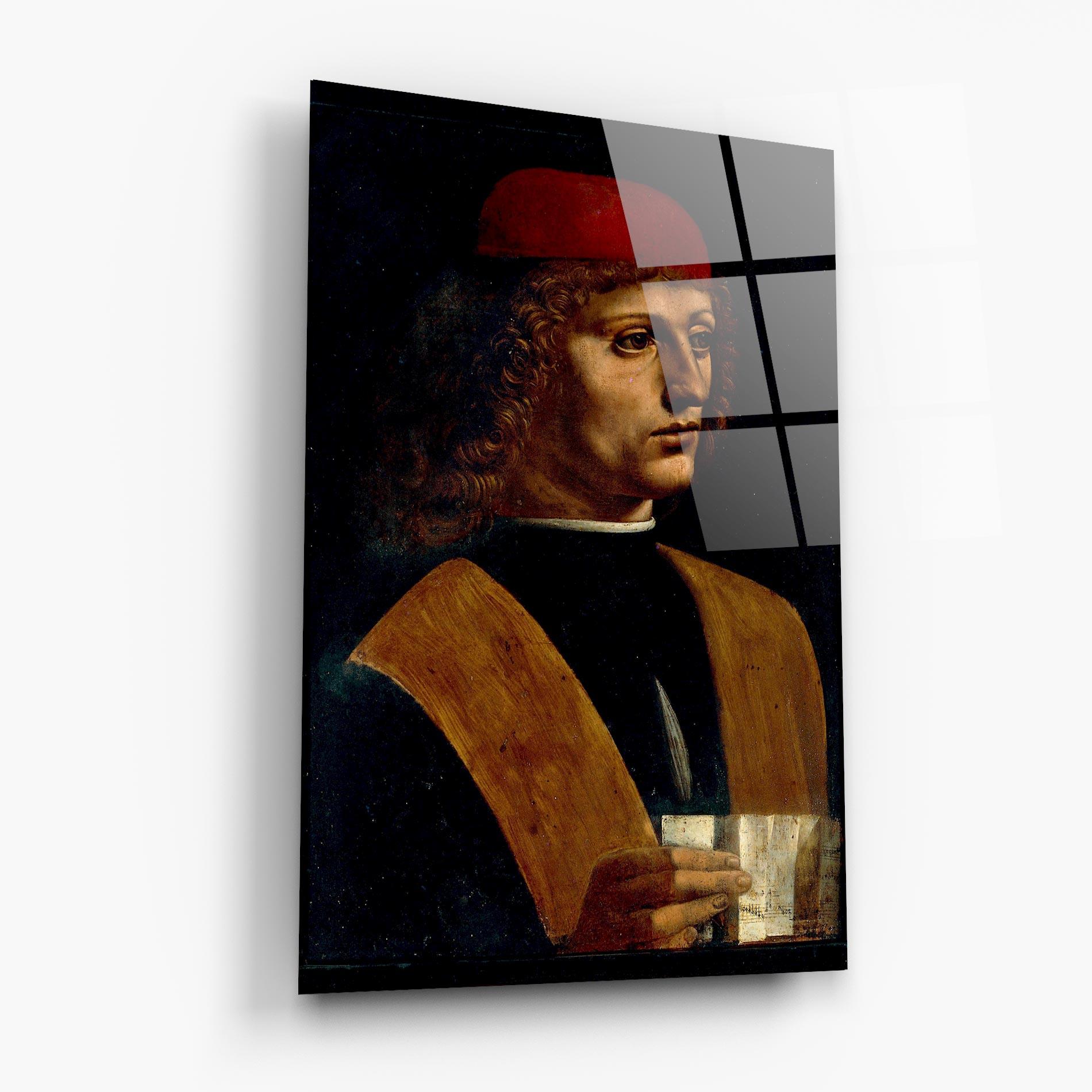 Tablou Sticla Leonardo Da Vinci Portrait Of A Musician Pinacoteca Ambrosiana mockup 6