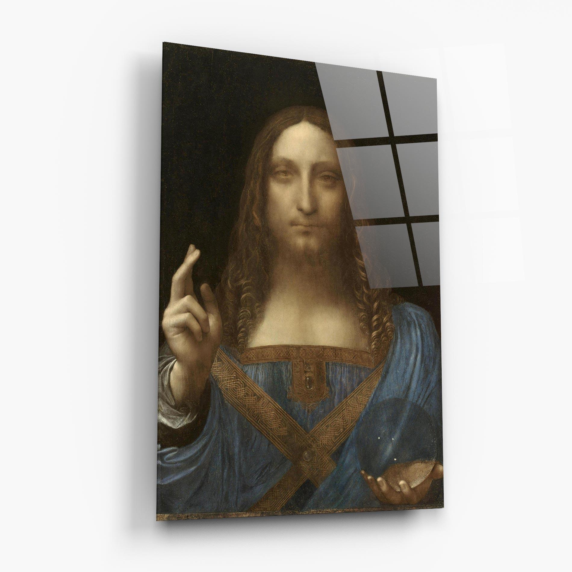 Tablou Sticla Leonardo Da Vinci Salvator Mundi mockup 6