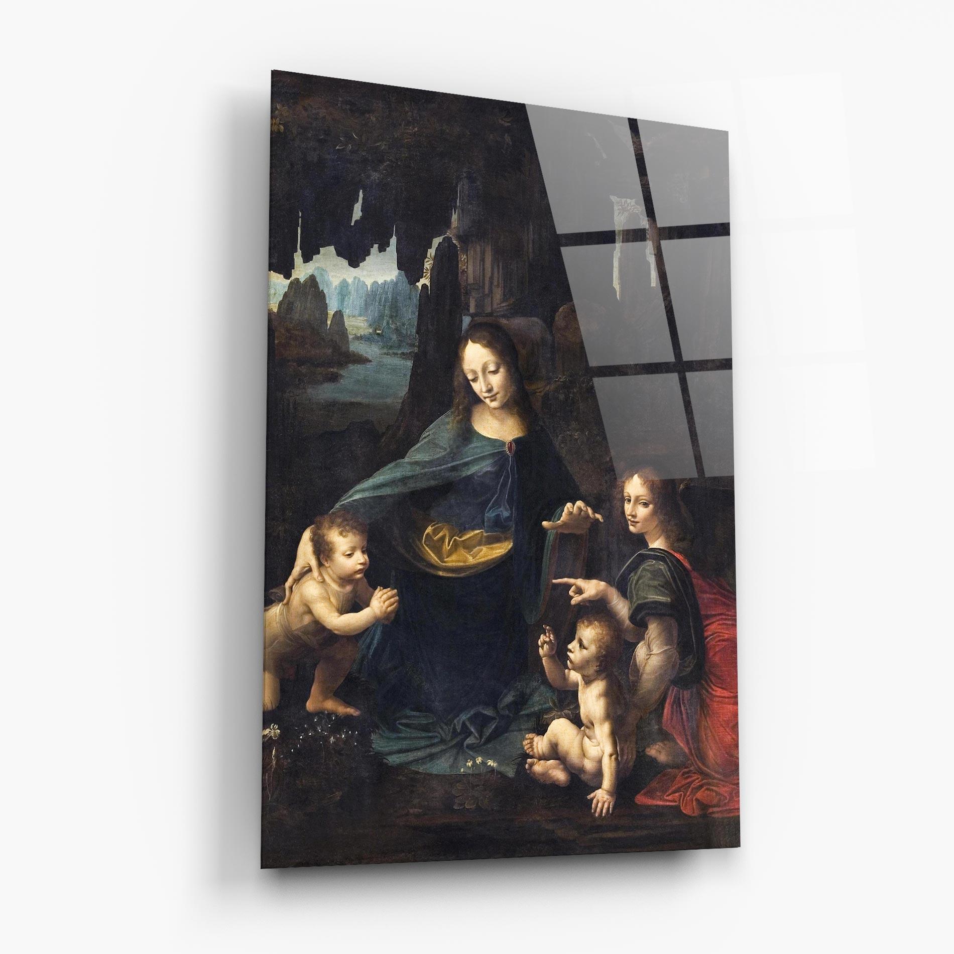 Tablou Sticla The Virgin Of The Rocks Leonardo Da Vinci mockup 6