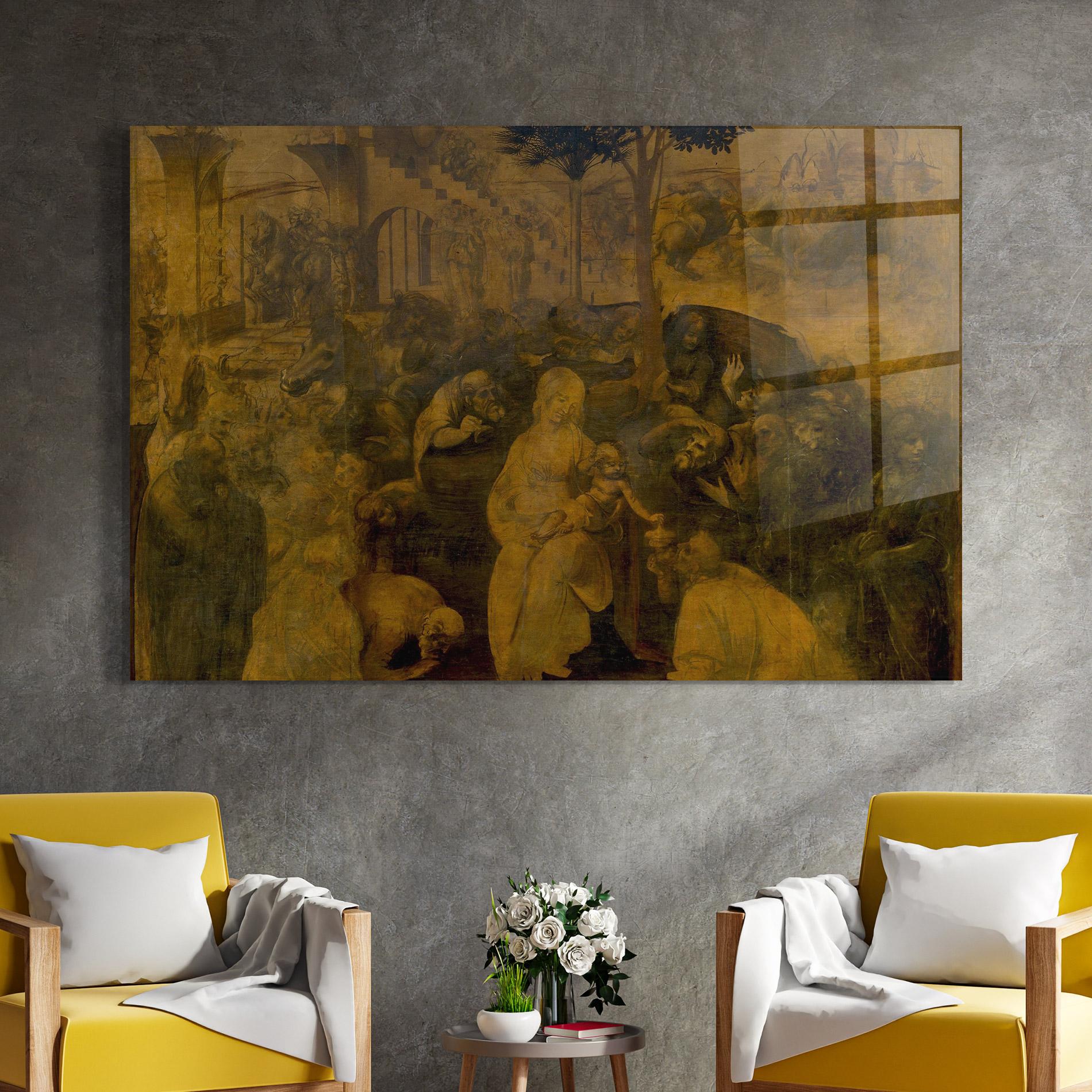 Tablou Sticla Leonardo Da Vinci Adorazione Dei Magi mockup 4
