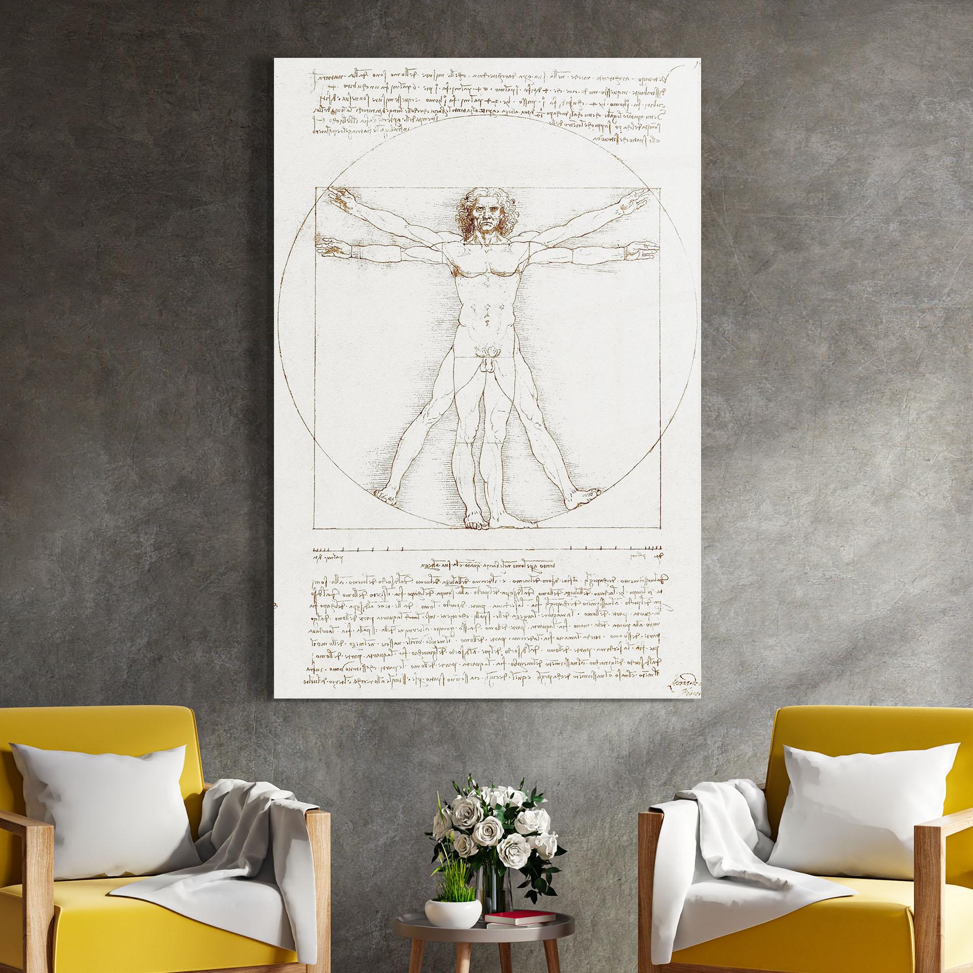 Tablou Sticla Leonardo Da Vinci's Vitruvian Man mockup 4
