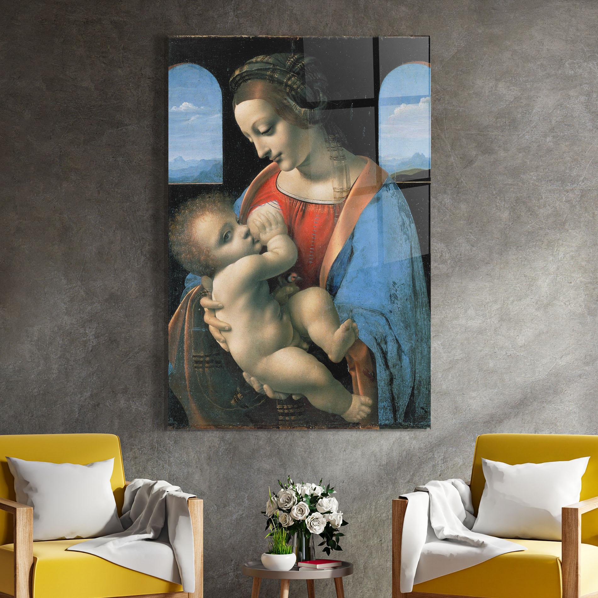 Tablou Sticla Leonardo Da Vinci Attributed Madonna Litta mockup 4