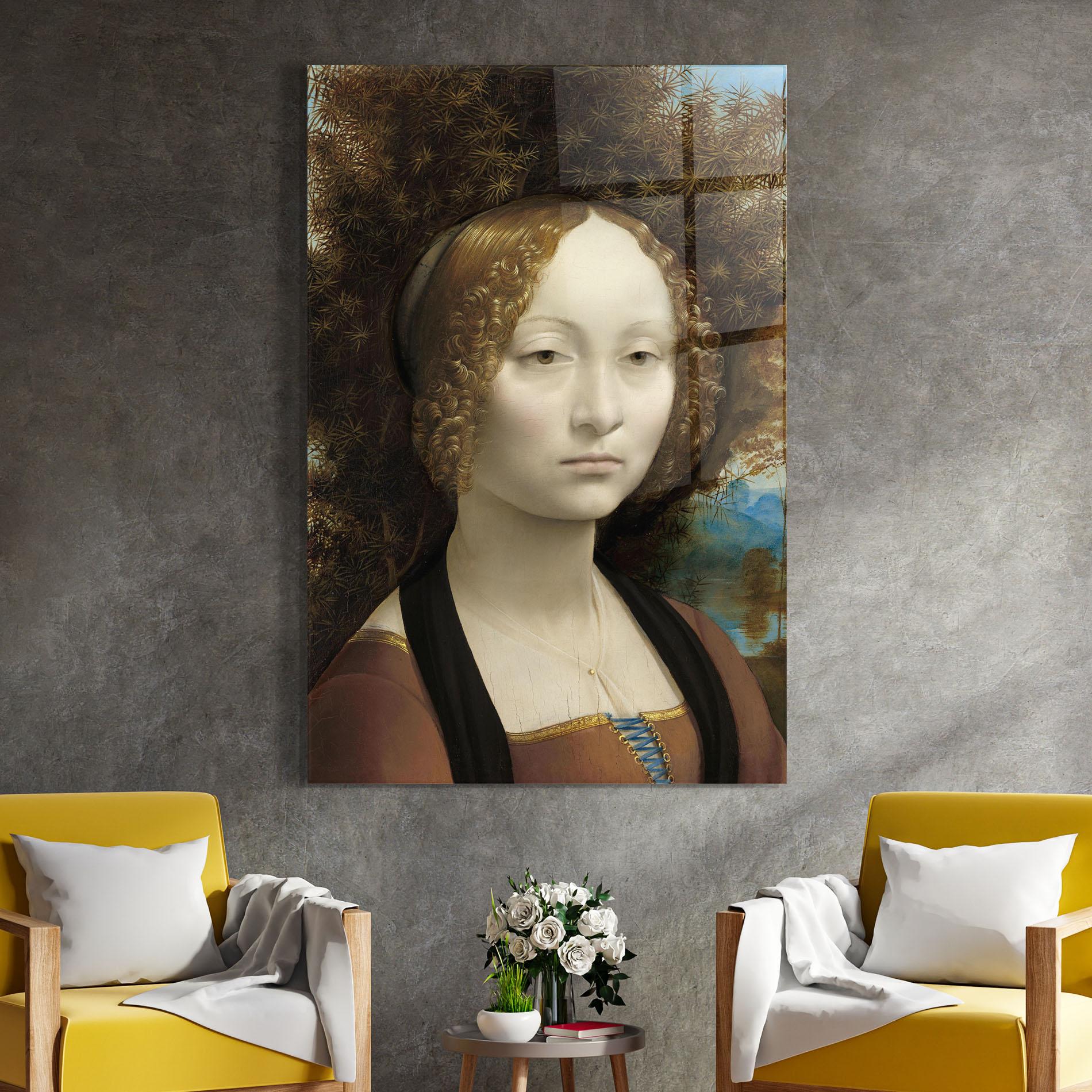 Tablou Sticla Leonardo Da Vinci Ginevra De Benci mockup 4