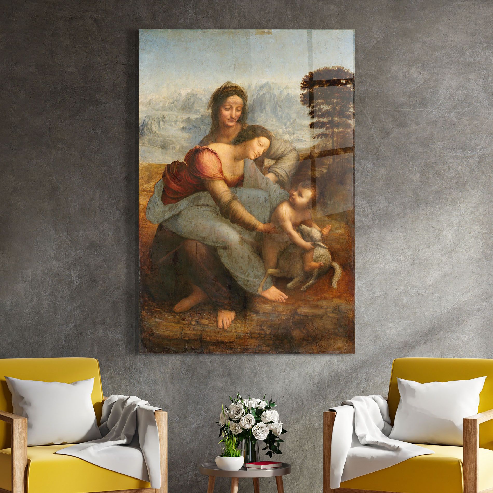 Tablou Sticla Leonardo Da Vinci Virgin And Child With St Anne