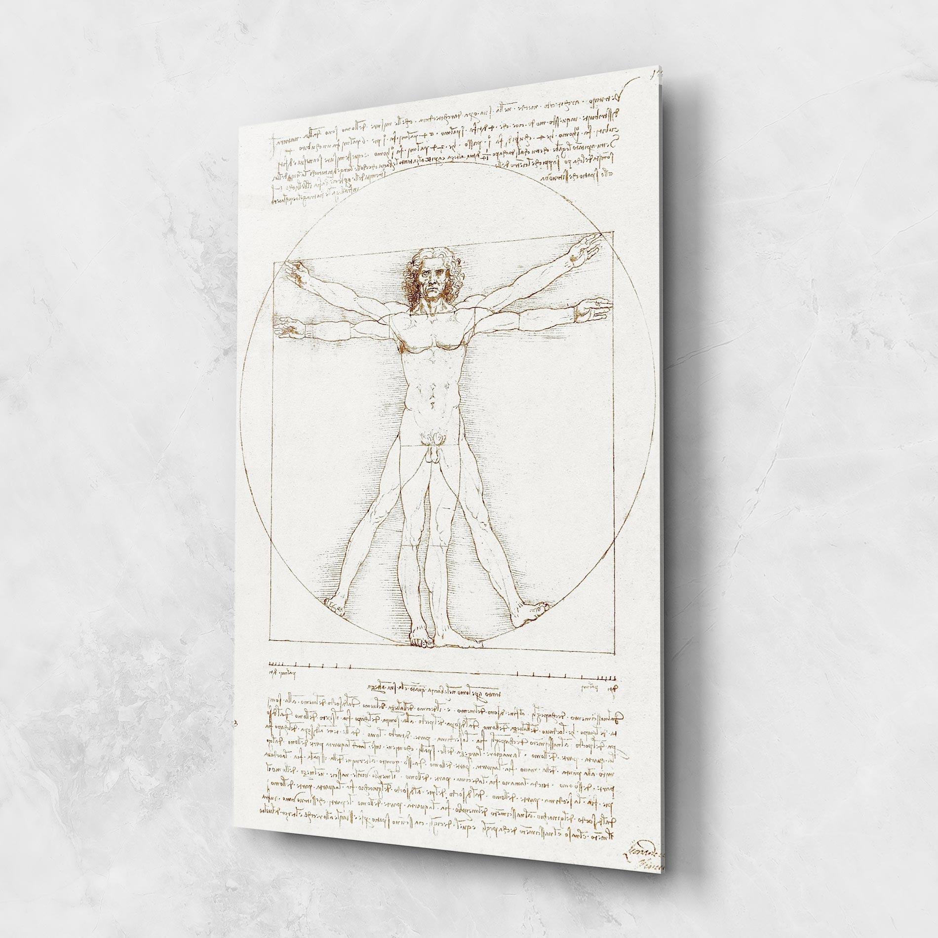 Tablou Sticla Leonardo Da Vinci's Vitruvian Man mockup 1