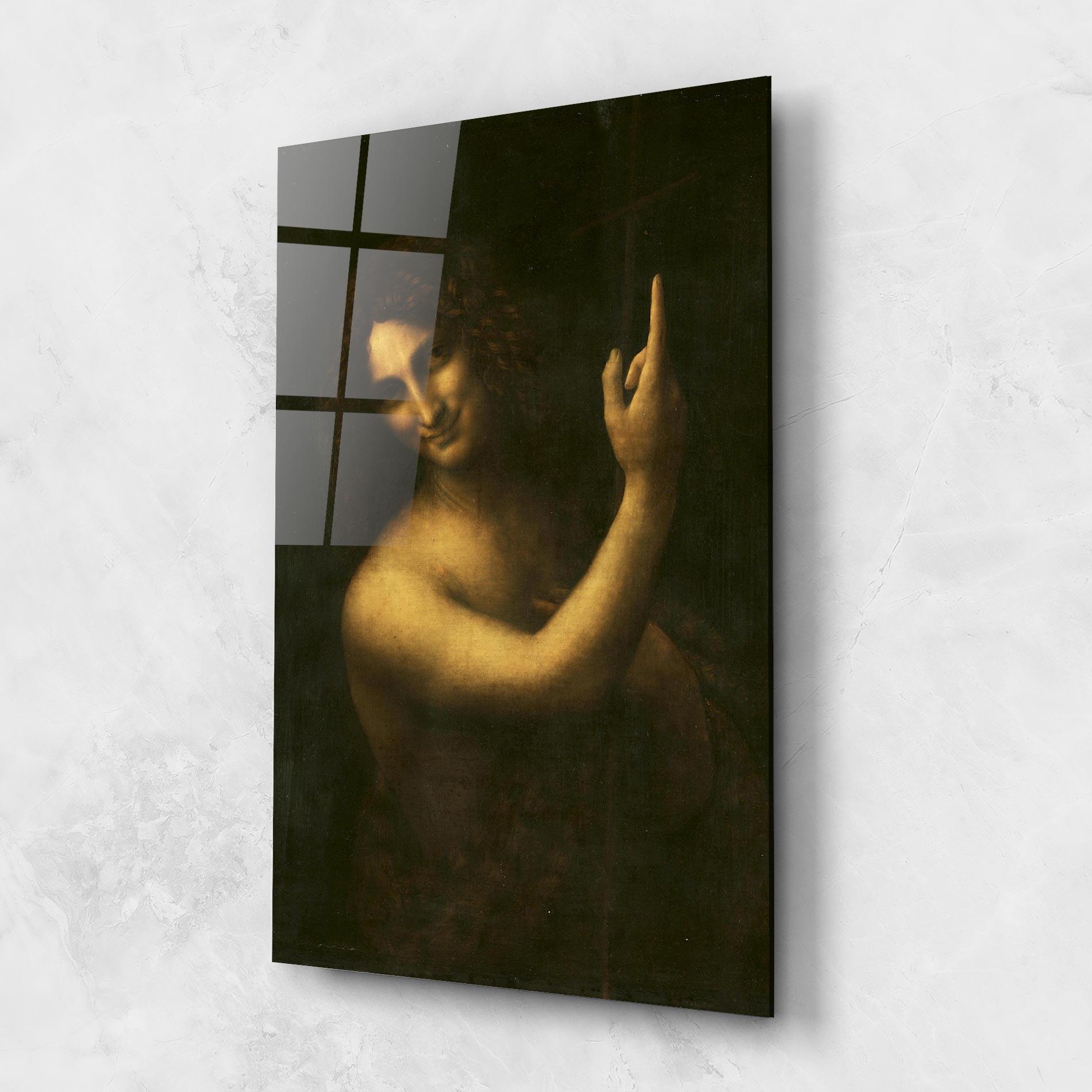 Tablou Sticla Seonardo Da Vinci Saint John The Baptist mockup 1