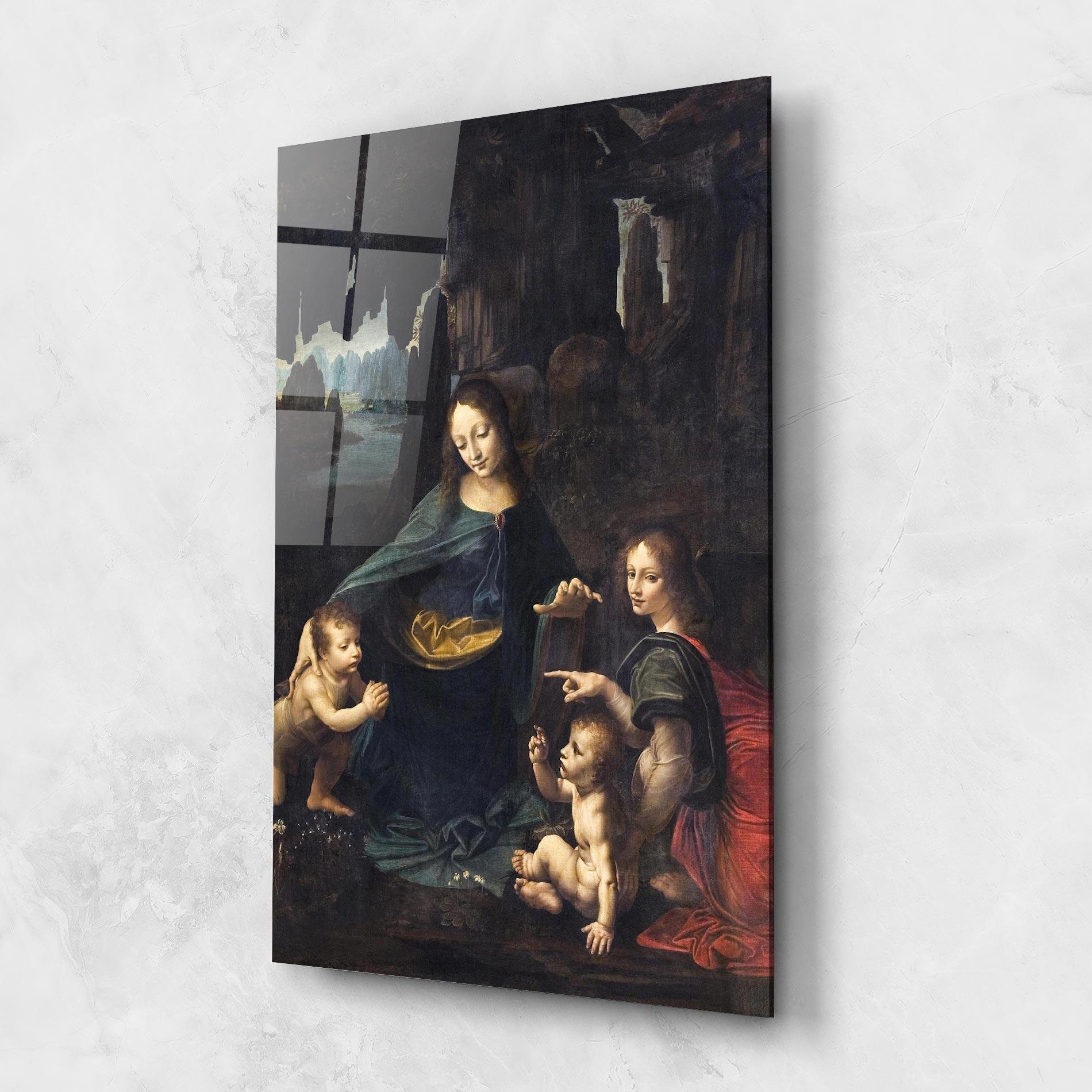 Tablou Sticla The Virgin Of The Rocks Leonardo Da Vinci mockup 1