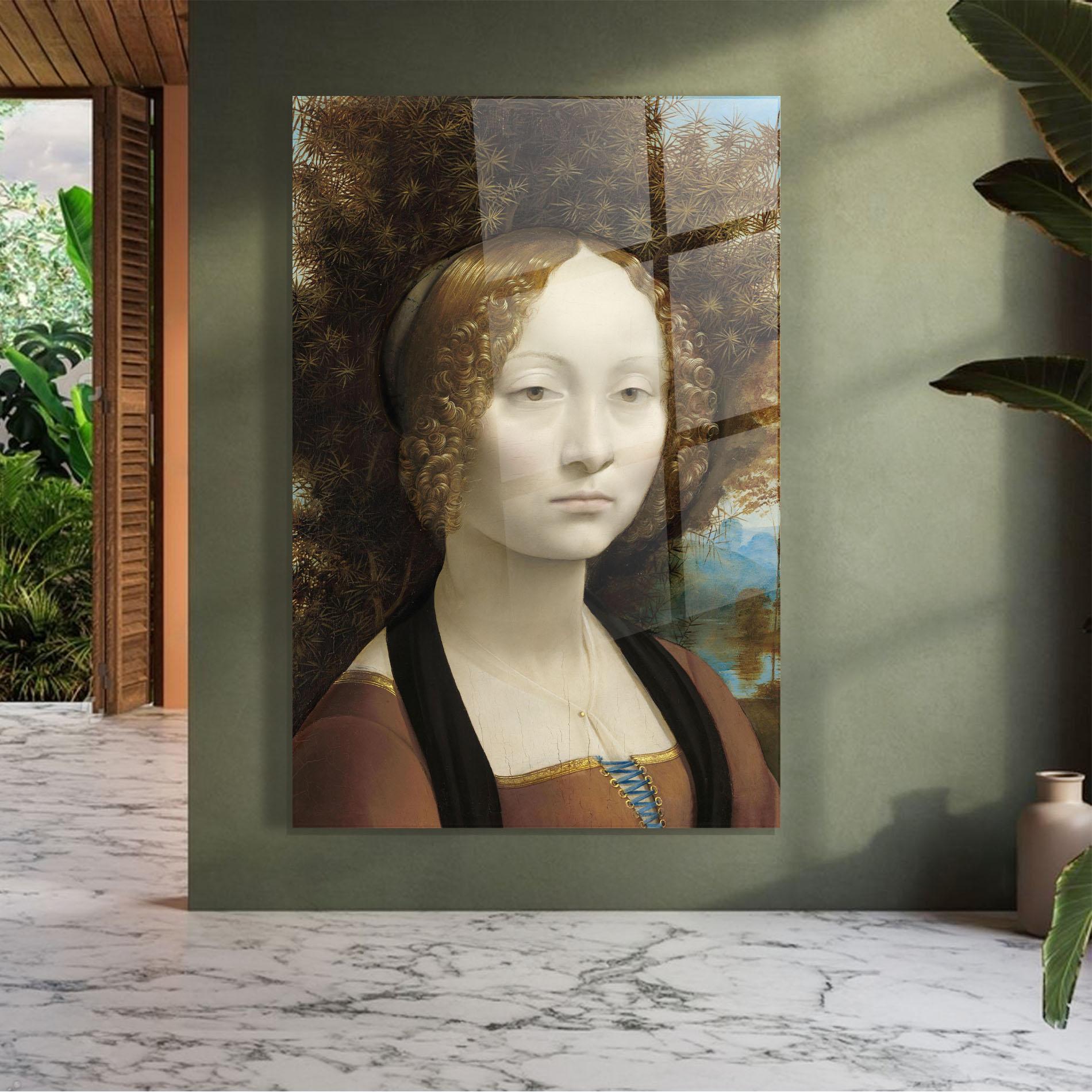 Tablou Sticla Leonardo Da Vinci Ginevra De Benci mockup 7