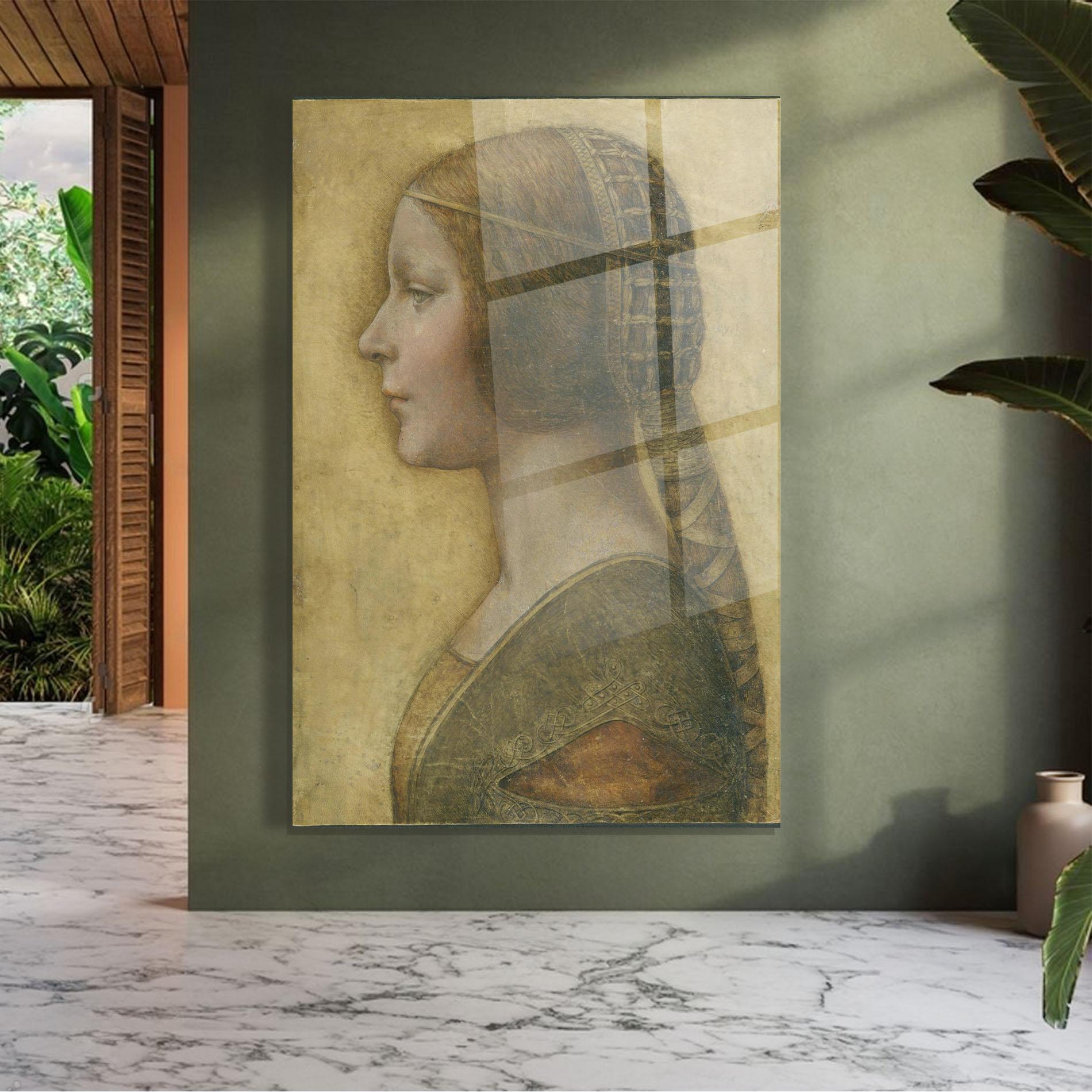 Tablou Sticla Profile Of A Young Fiancee Da Vinci mockup 7