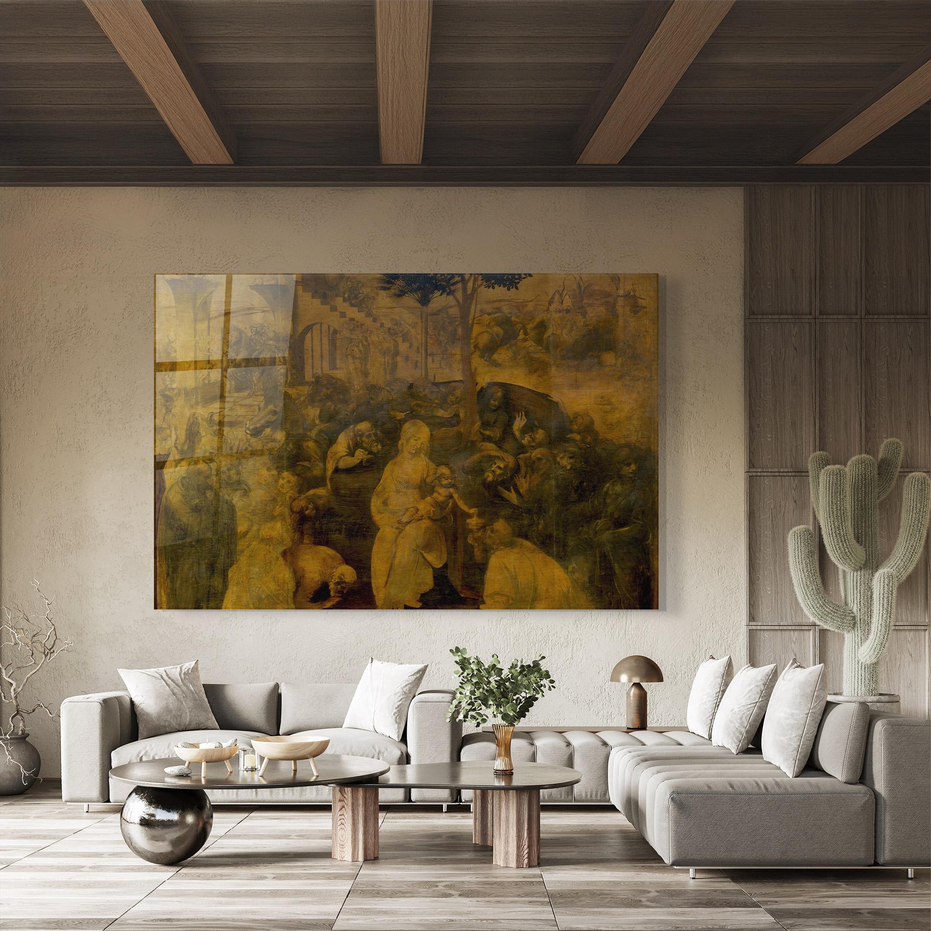 Tablou Sticla Leonardo Da Vinci Adorazione Dei Magi mockup 8