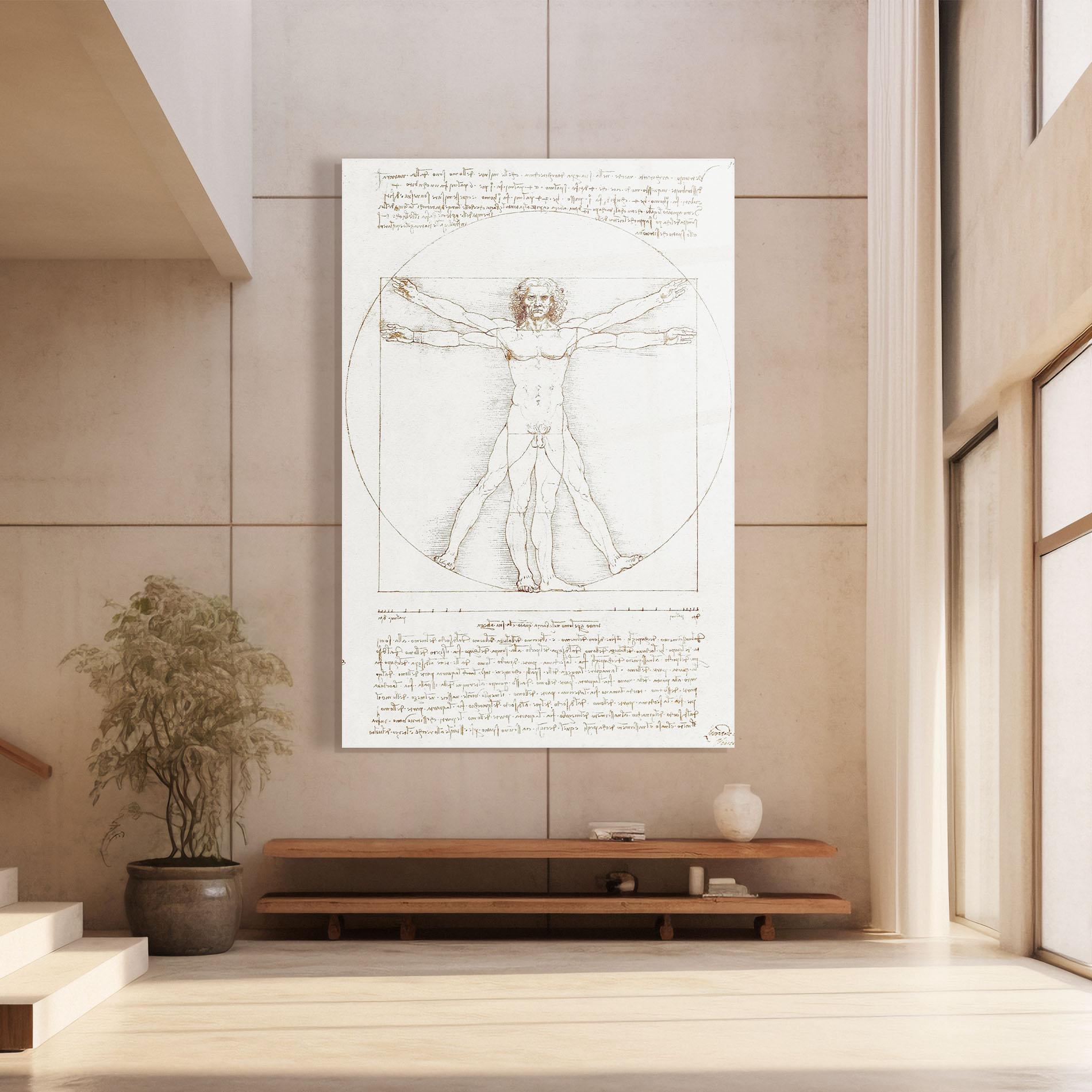 Tablou Sticla Leonardo Da Vinci's Vitruvian Man mockup 8