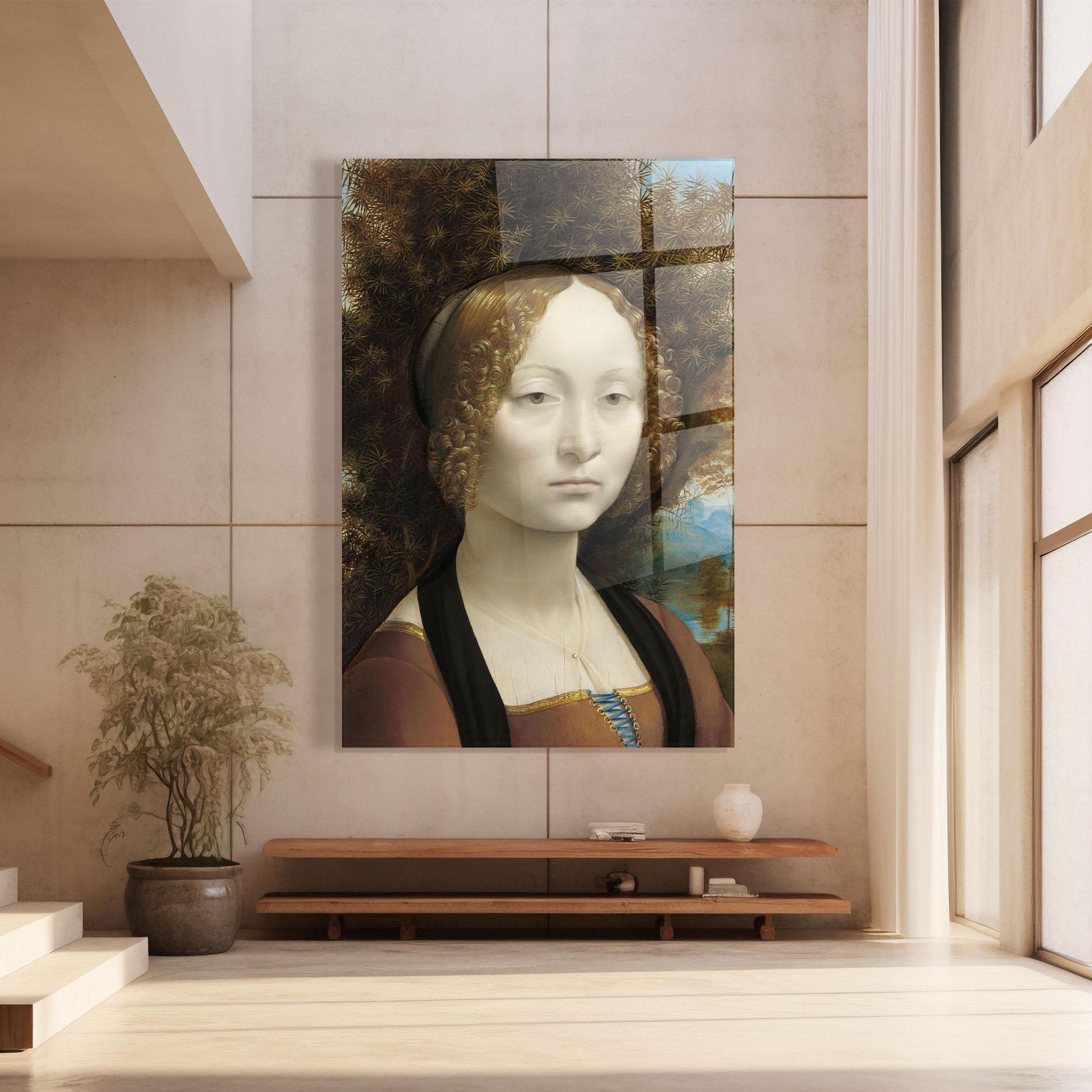 Tablou Sticla Leonardo Da Vinci Ginevra De Benci mockup 8