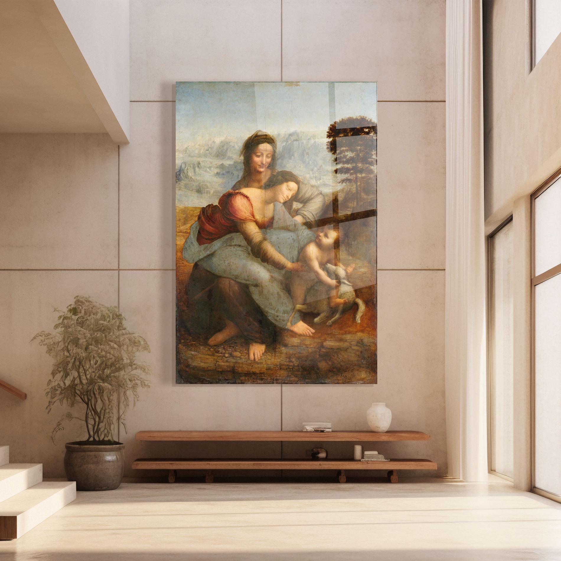 Tablou Sticla Leonardo Da Vinci Virgin And Child With St Anne mockup 8