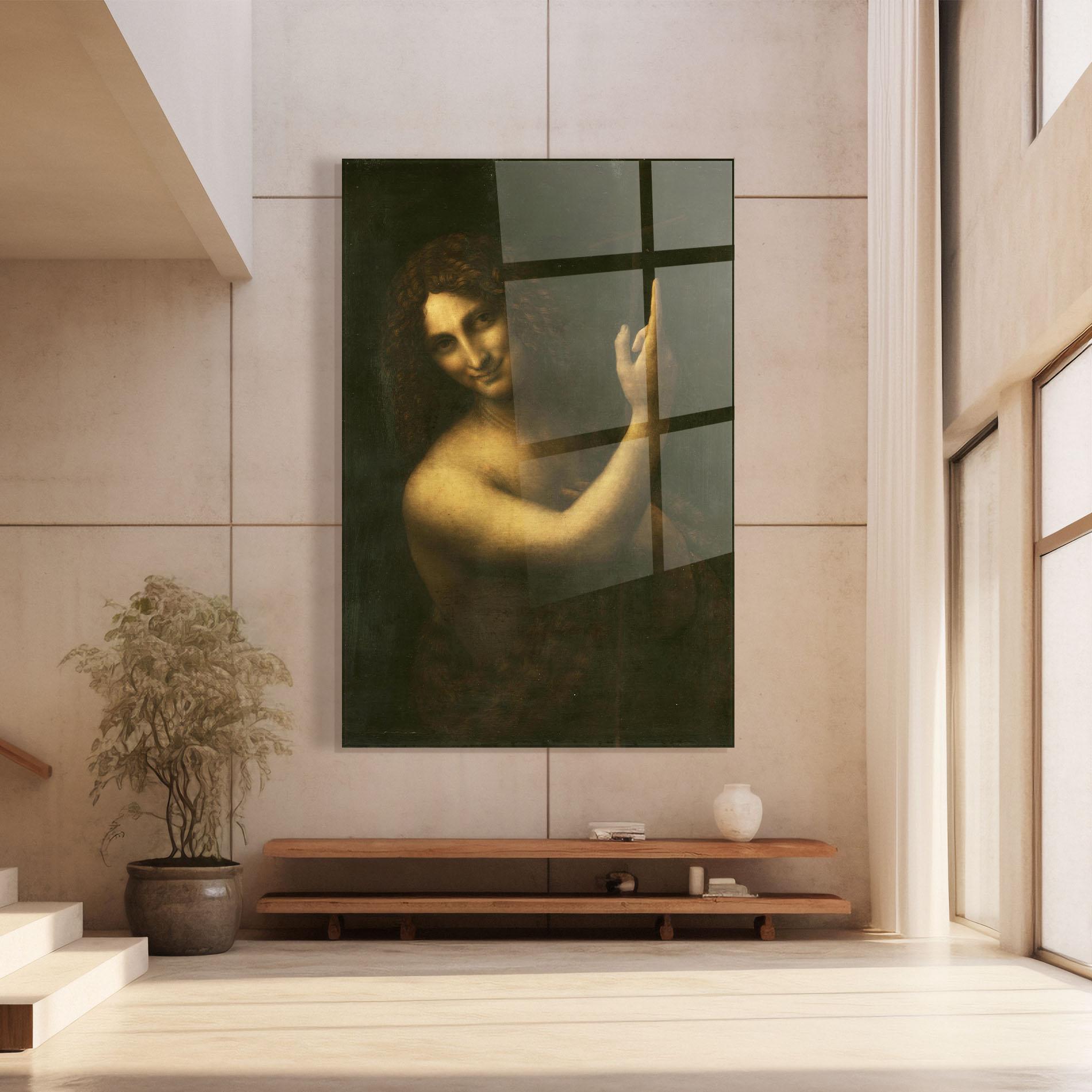 Tablou Sticla Seonardo Da Vinci Saint John The Baptist mockup 8