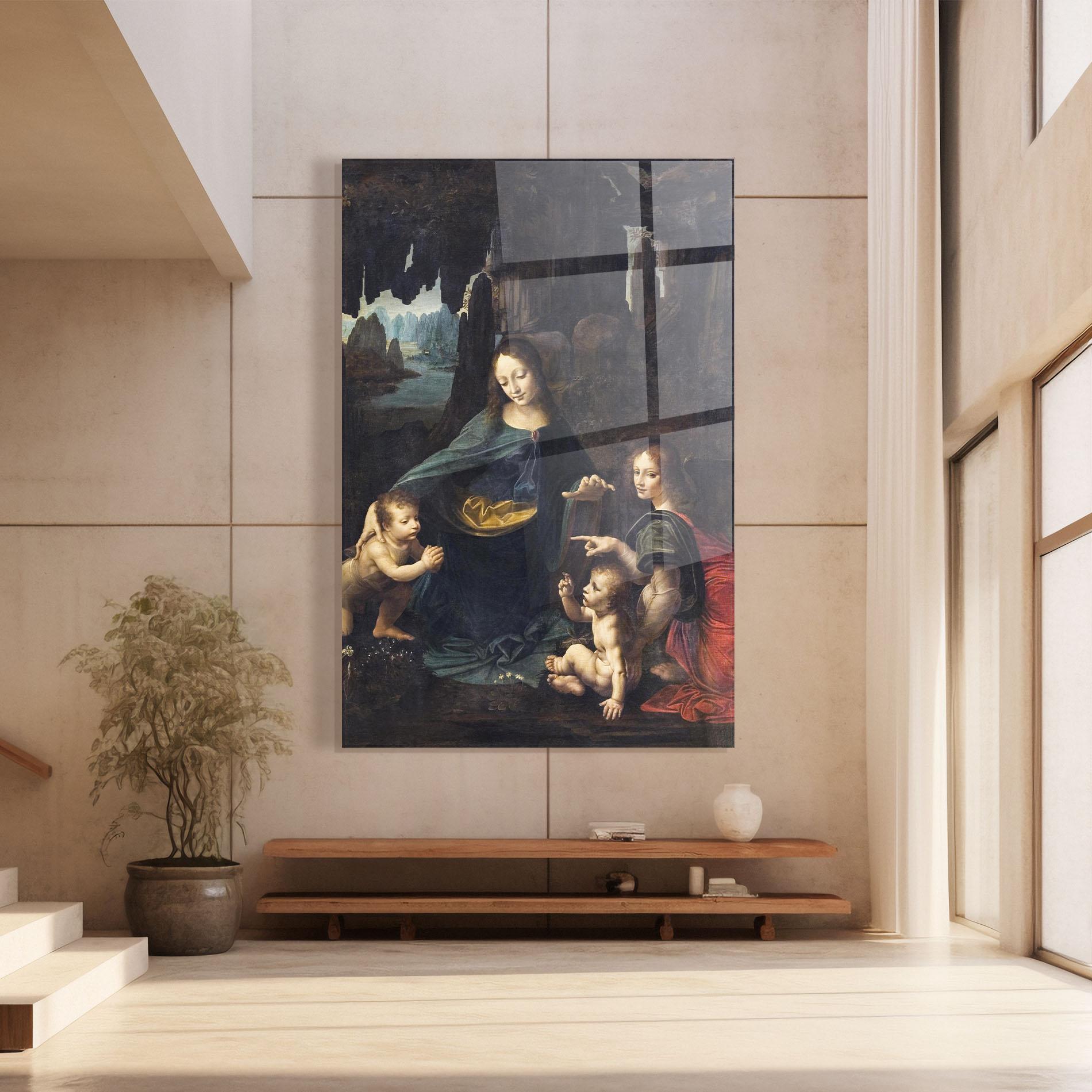 Tablou Sticla The Virgin Of The Rocks Leonardo Da Vinci mockup 8