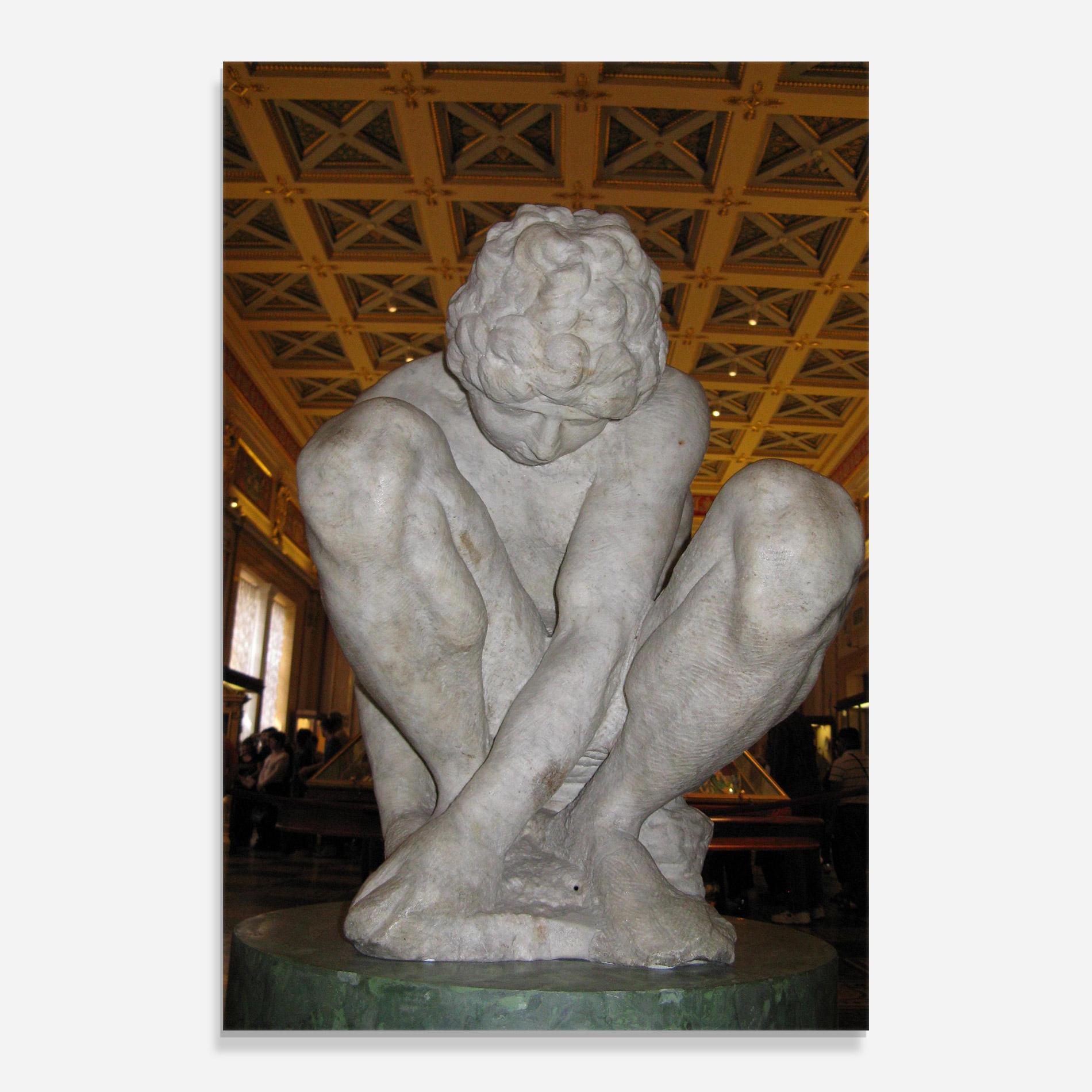 Tablou Sticla Crouching Boy mockup 0