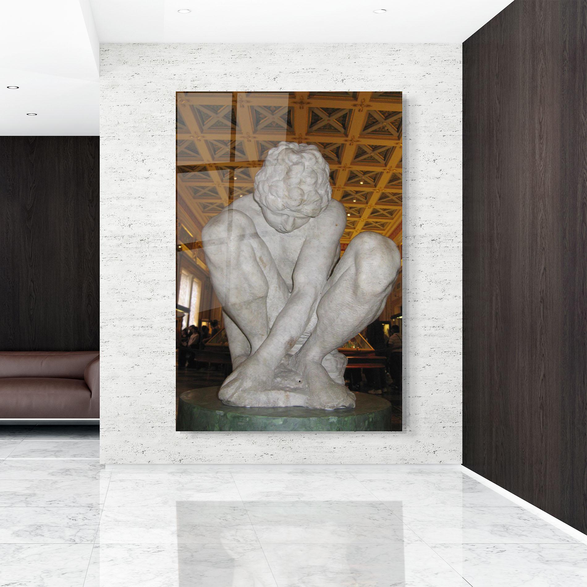 Tablou Sticla Crouching Boy mockup 9