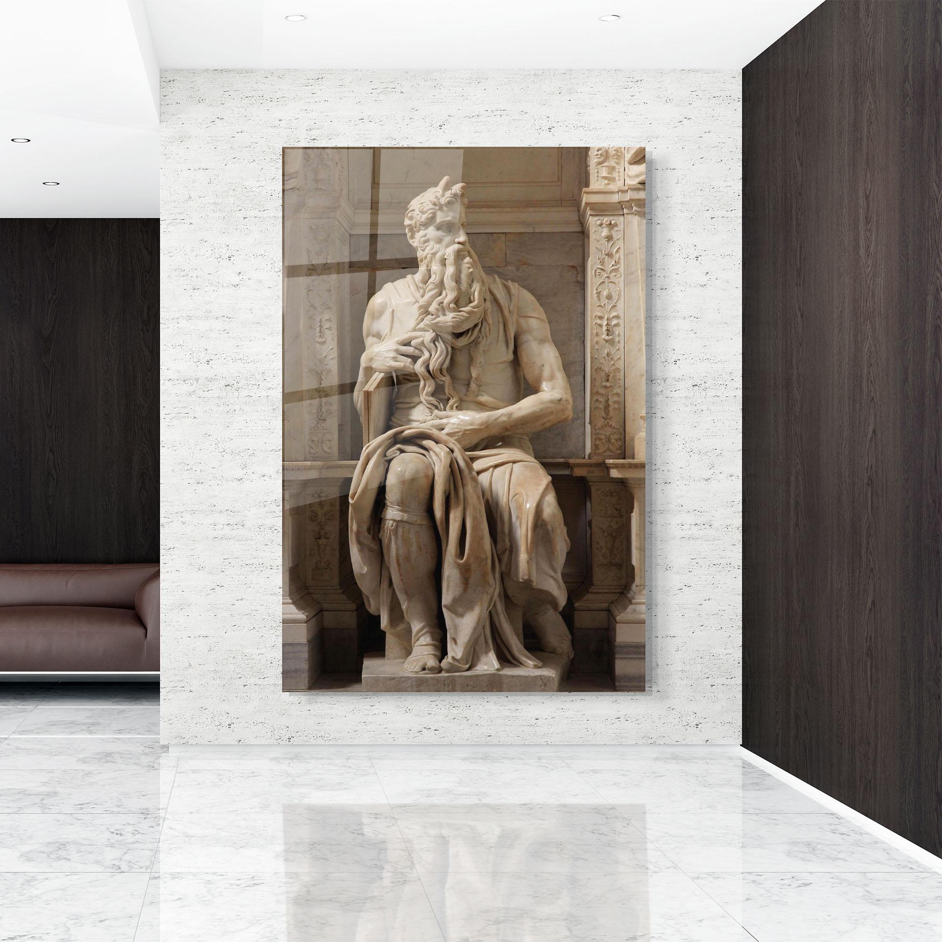 Tablou Sticla Statue Moses mockup 9