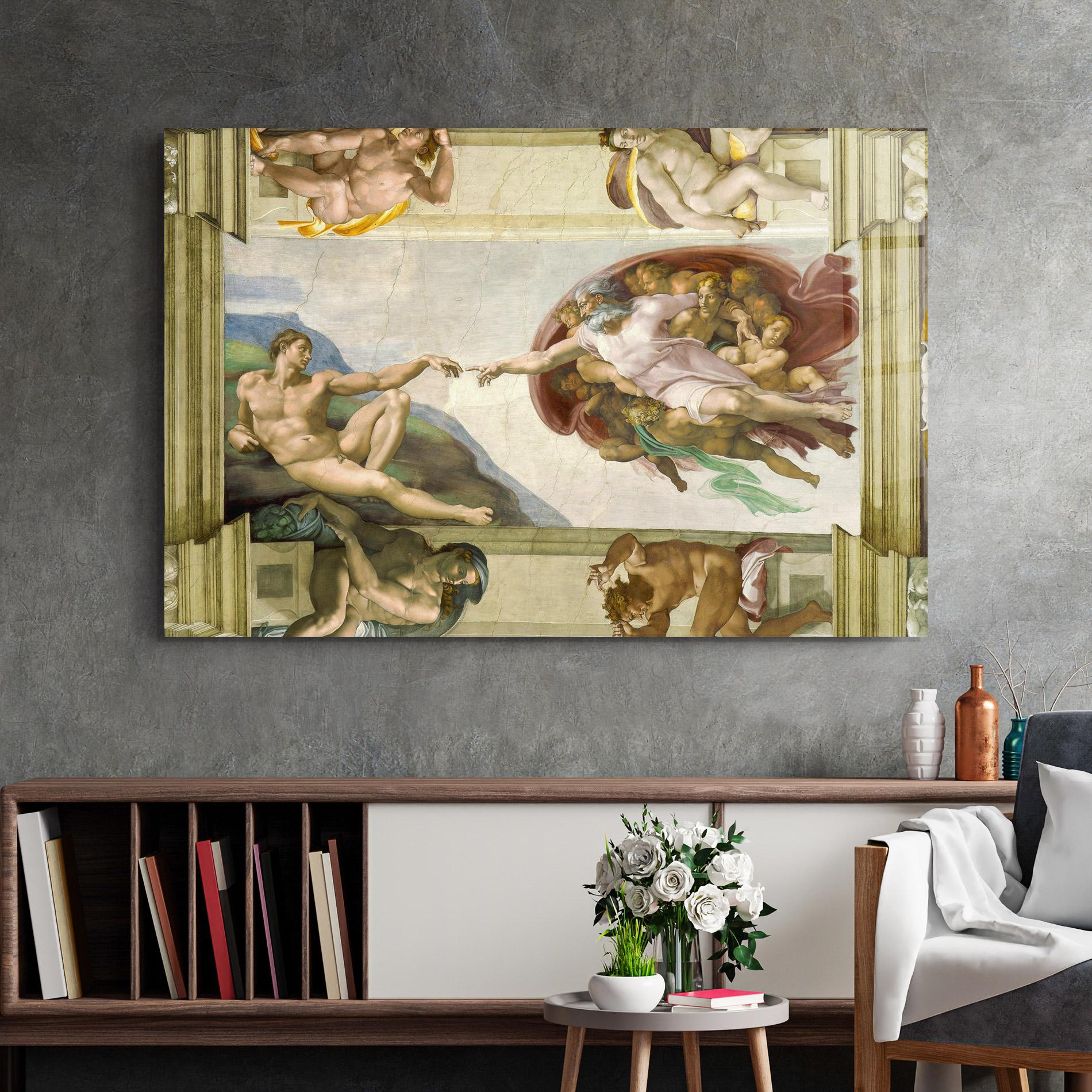 Tablou Sticla Creacion De Adam mockup 2