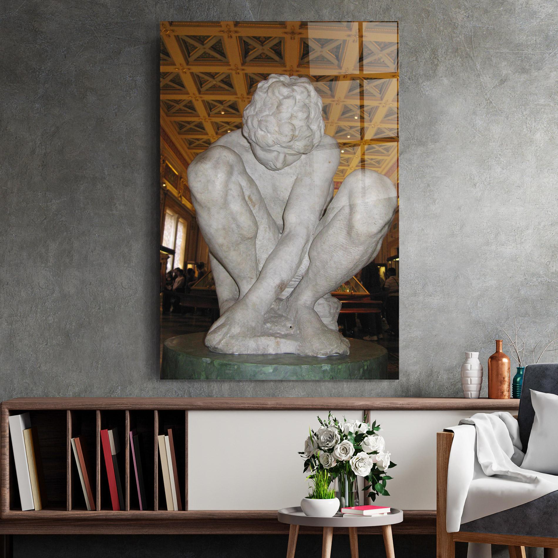 Tablou Sticla Crouching Boy mockup 2