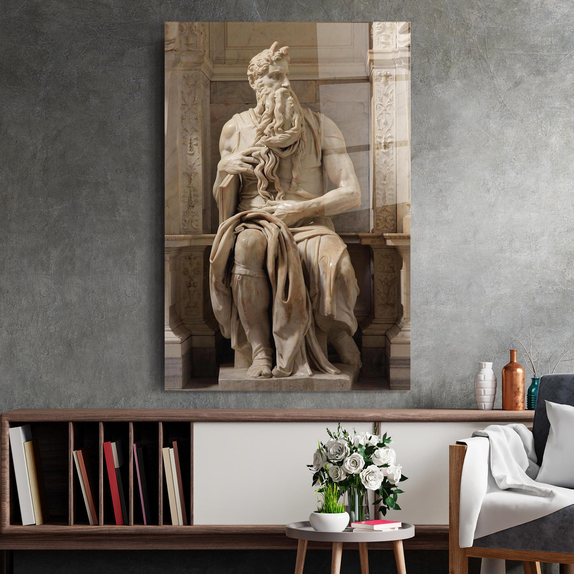 Tablou Sticla Statue Moses mockup 2