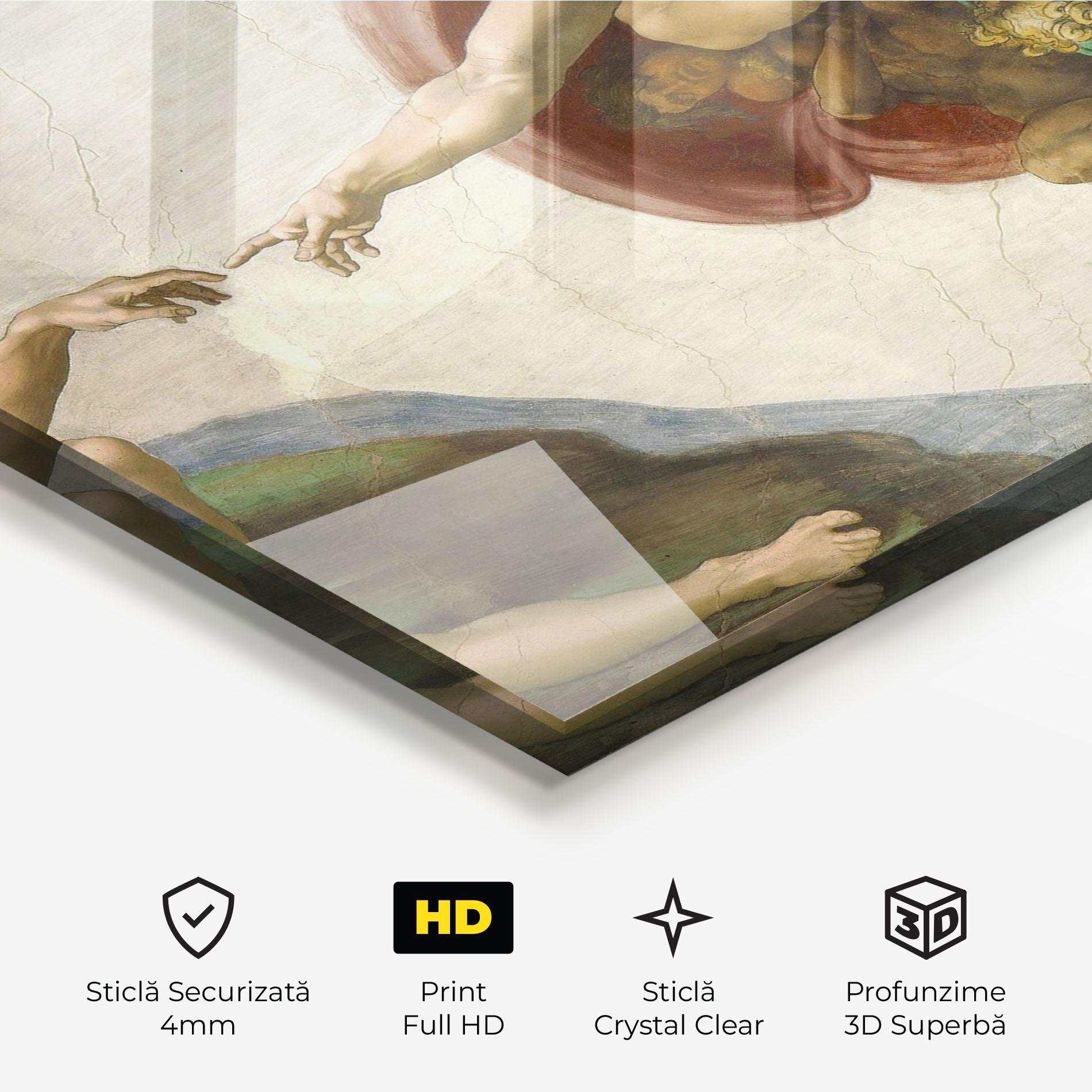 Tablou Sticla The Creation Of Adam mockup 3