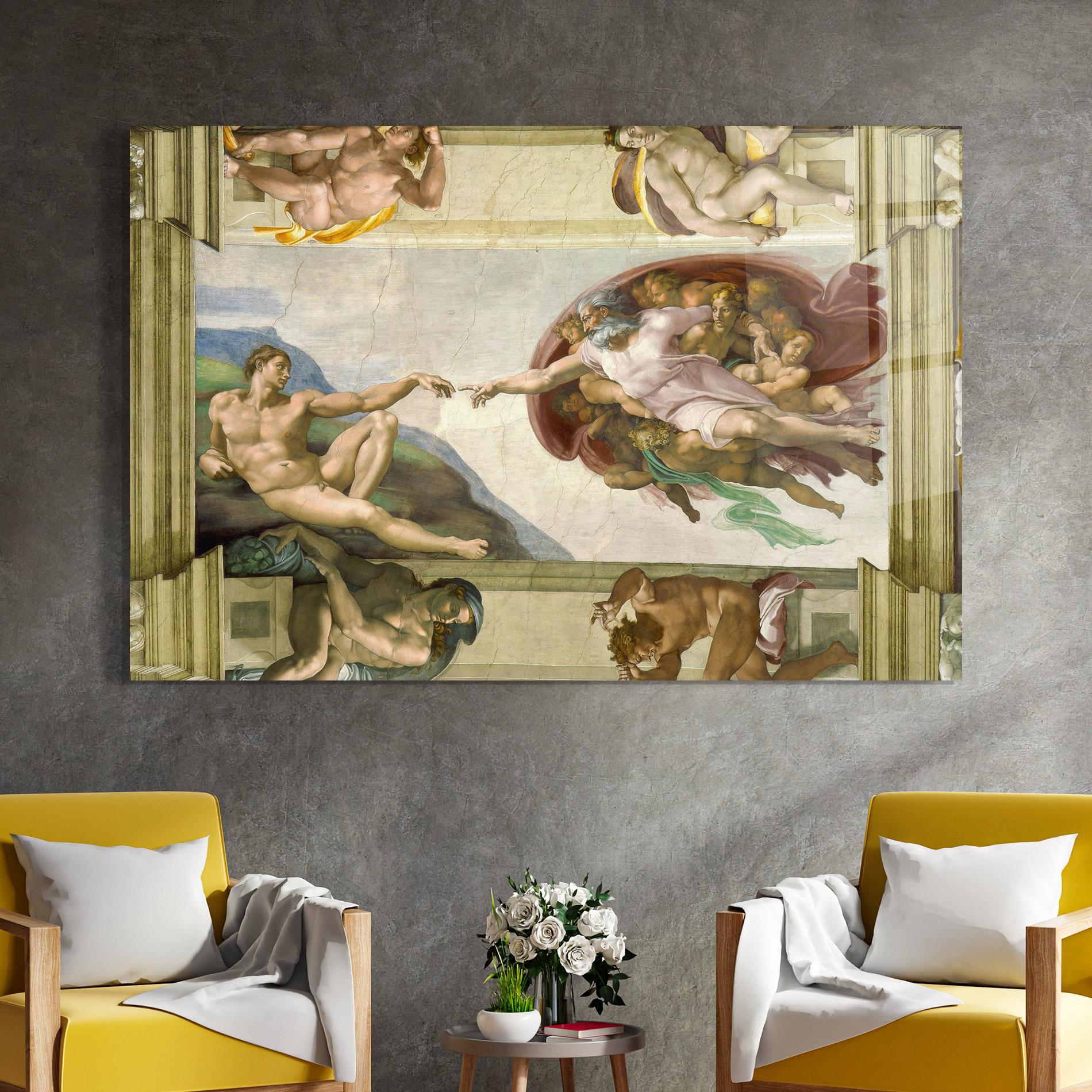 Tablou Sticla Creacion De Adam mockup 4