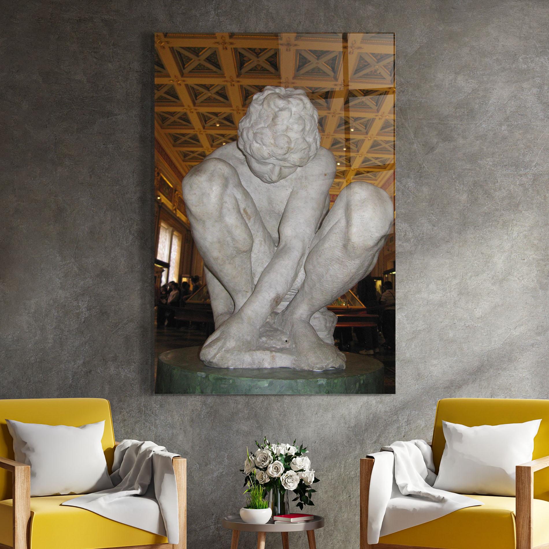 Tablou Sticla Crouching Boy mockup 4