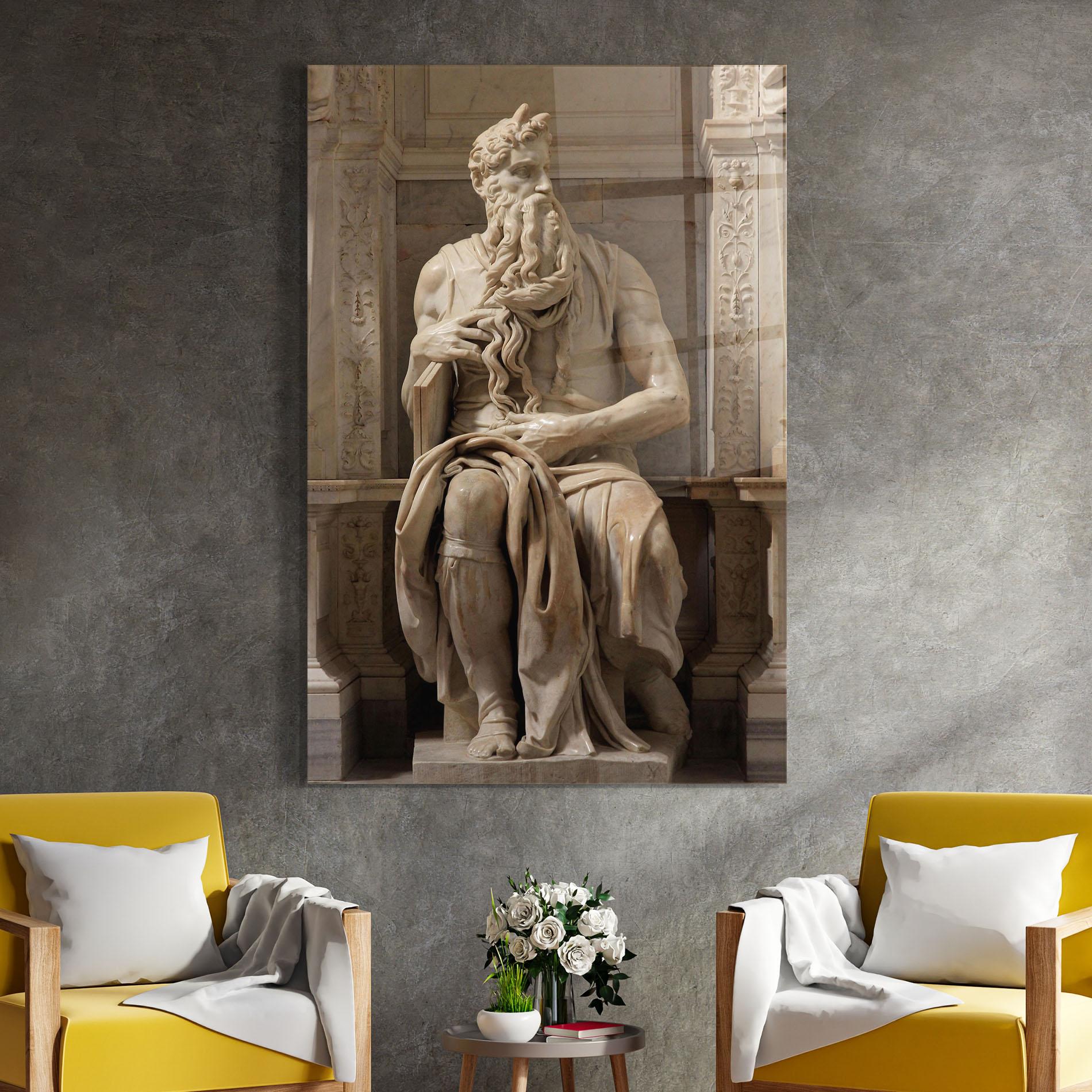 Tablou Sticla Statue Moses mockup 4
