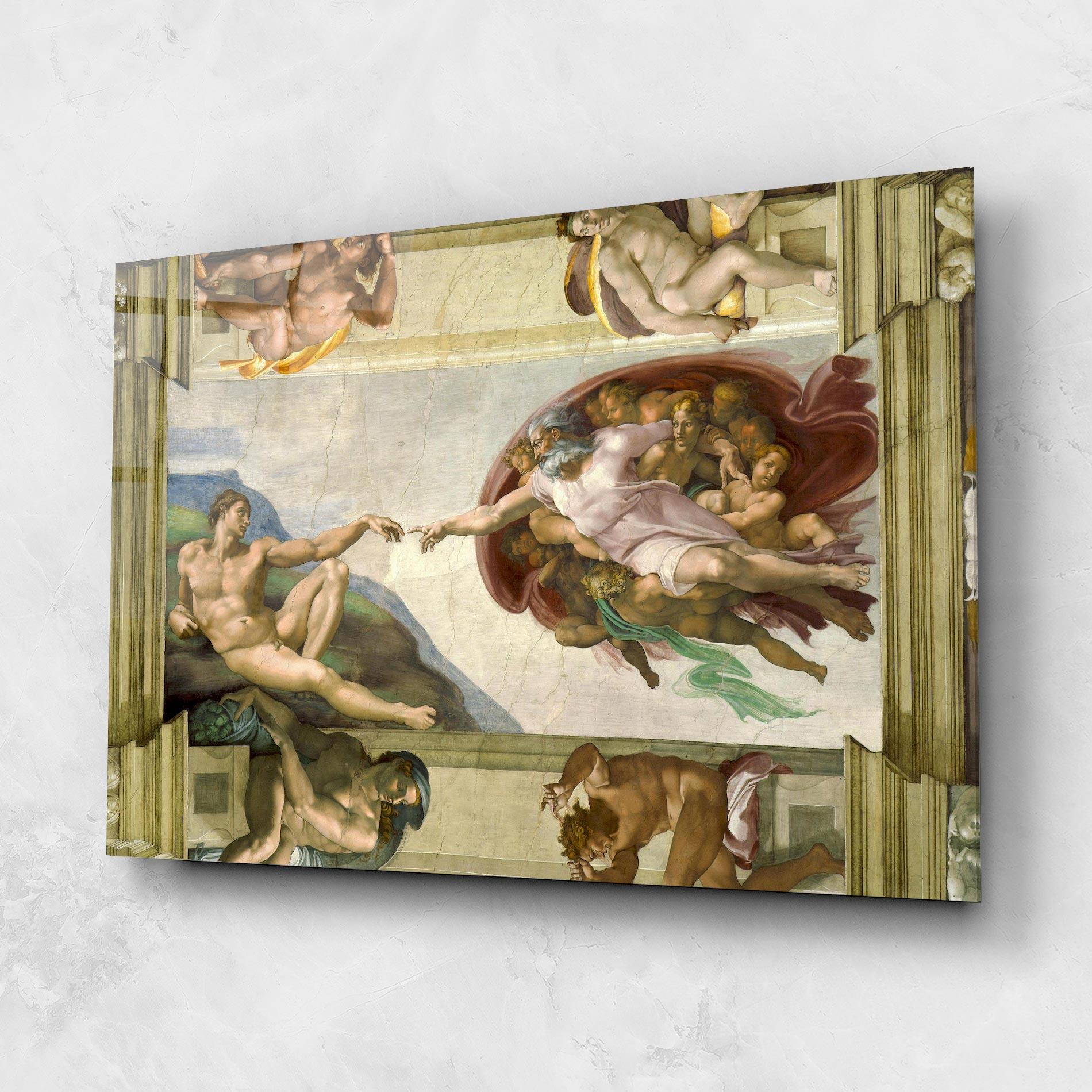 Tablou Sticla Creacion De Adam mockup 1