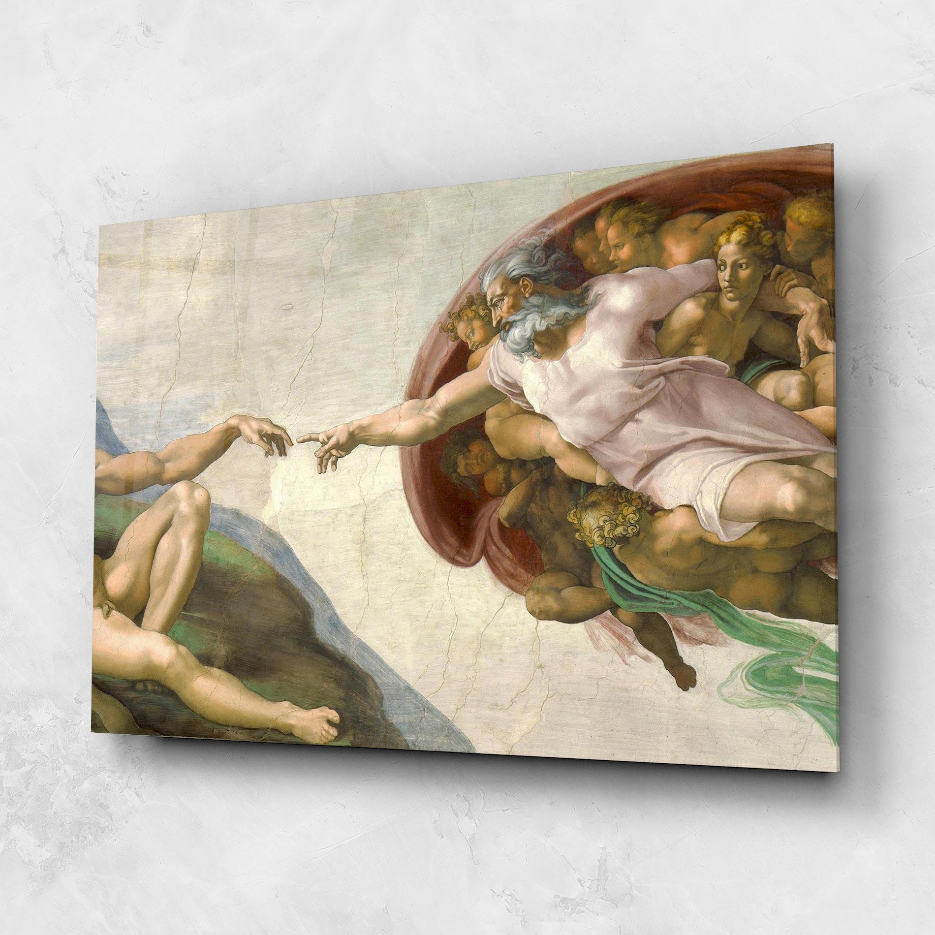 Tablou Sticla The Creation Of Adam mockup 1