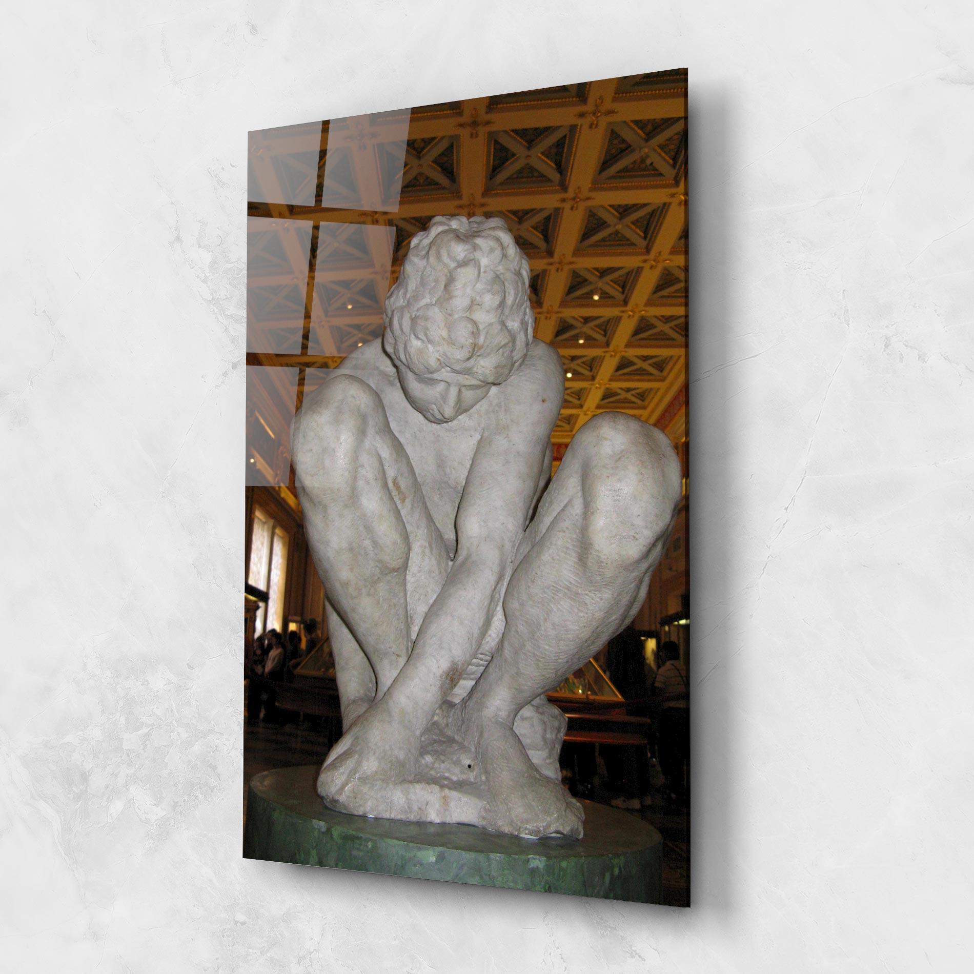 Tablou Sticla Crouching Boy mockup 1