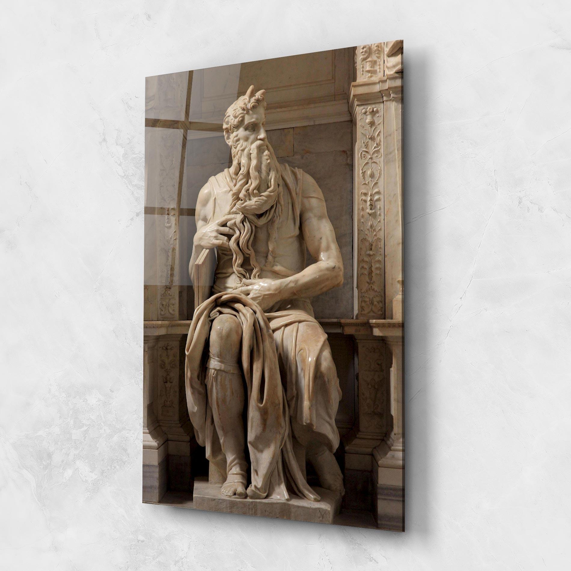 Tablou Sticla Statue Moses mockup 1