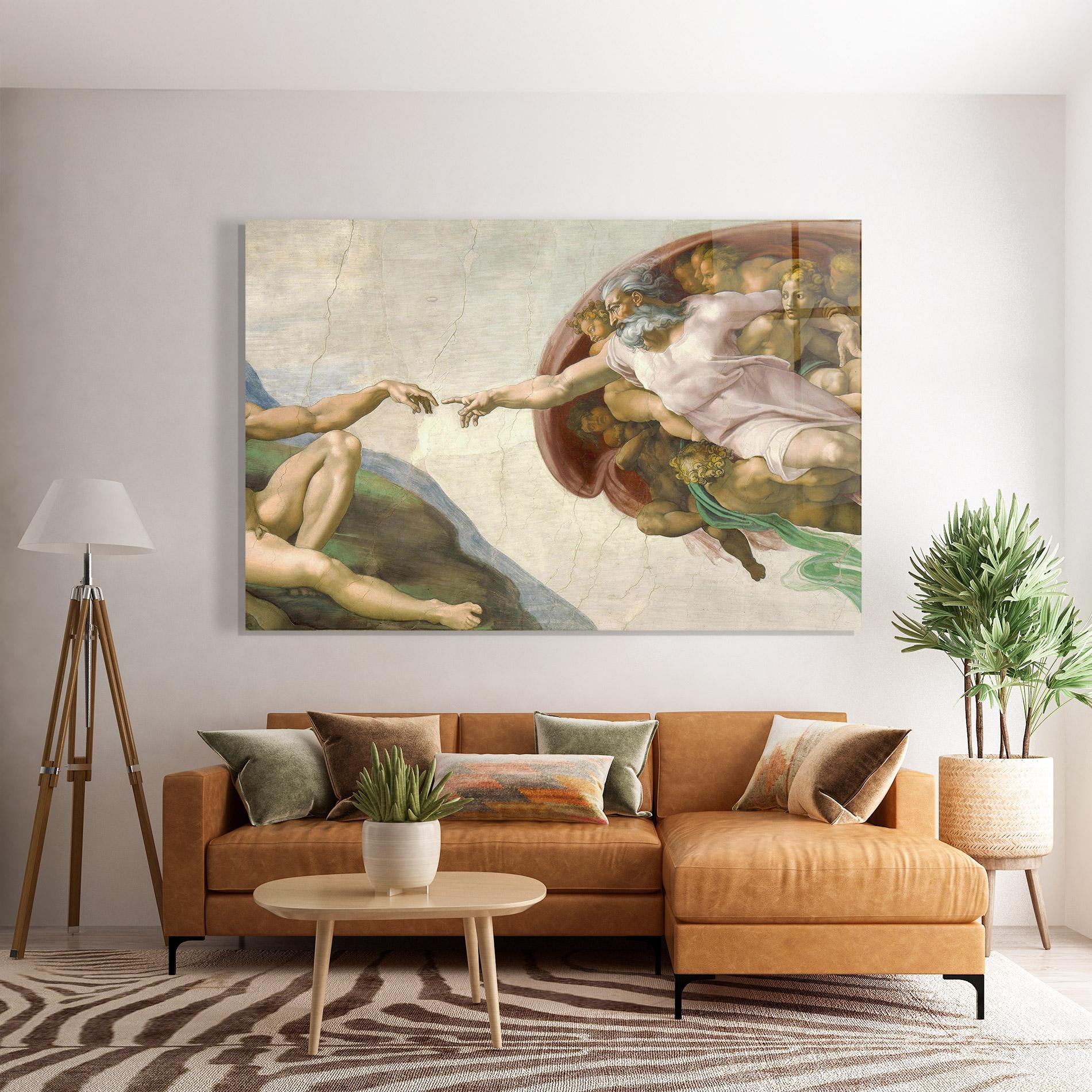 Tablou Sticla The Creation Of Adam mockup 7