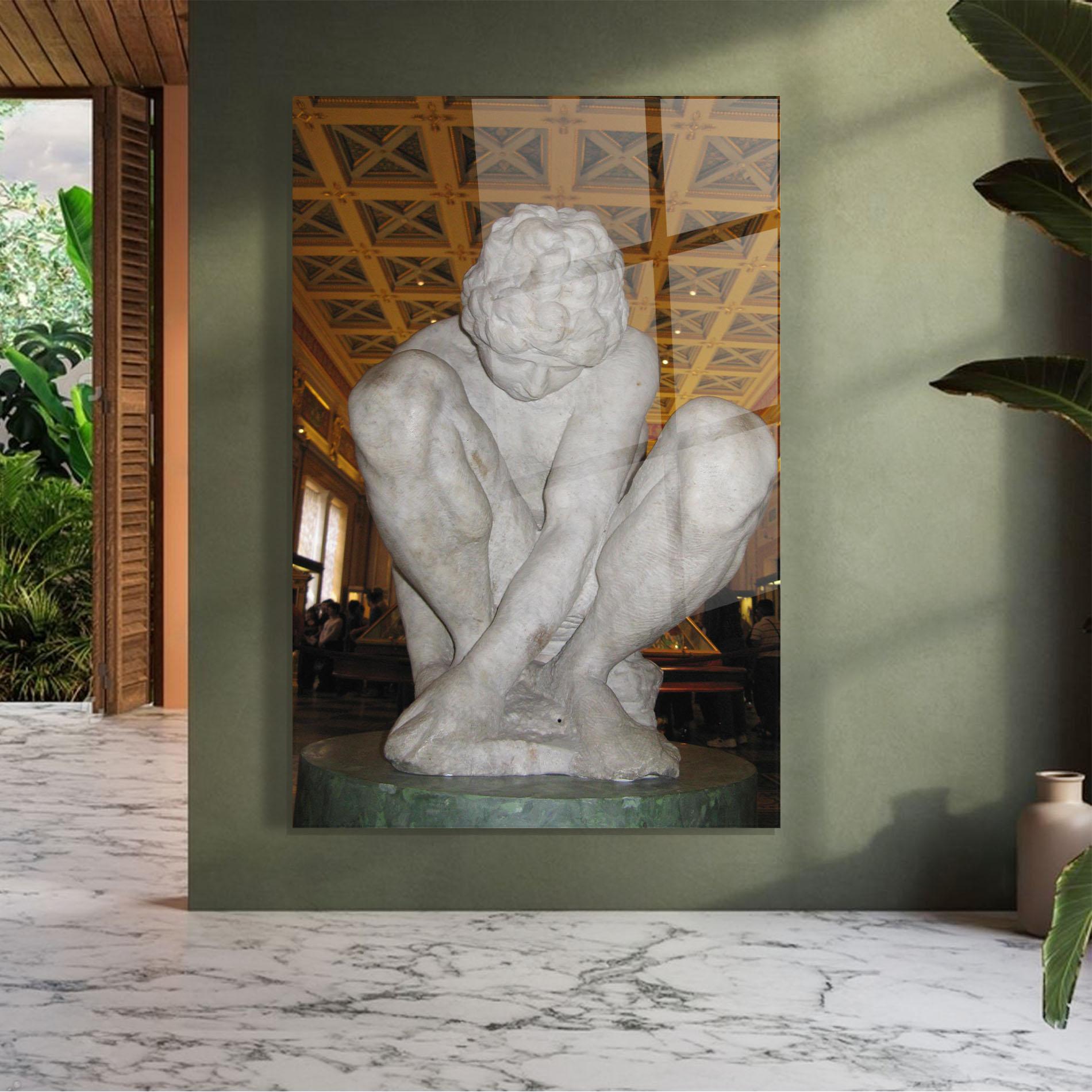 Tablou Sticla Crouching Boy mockup 7