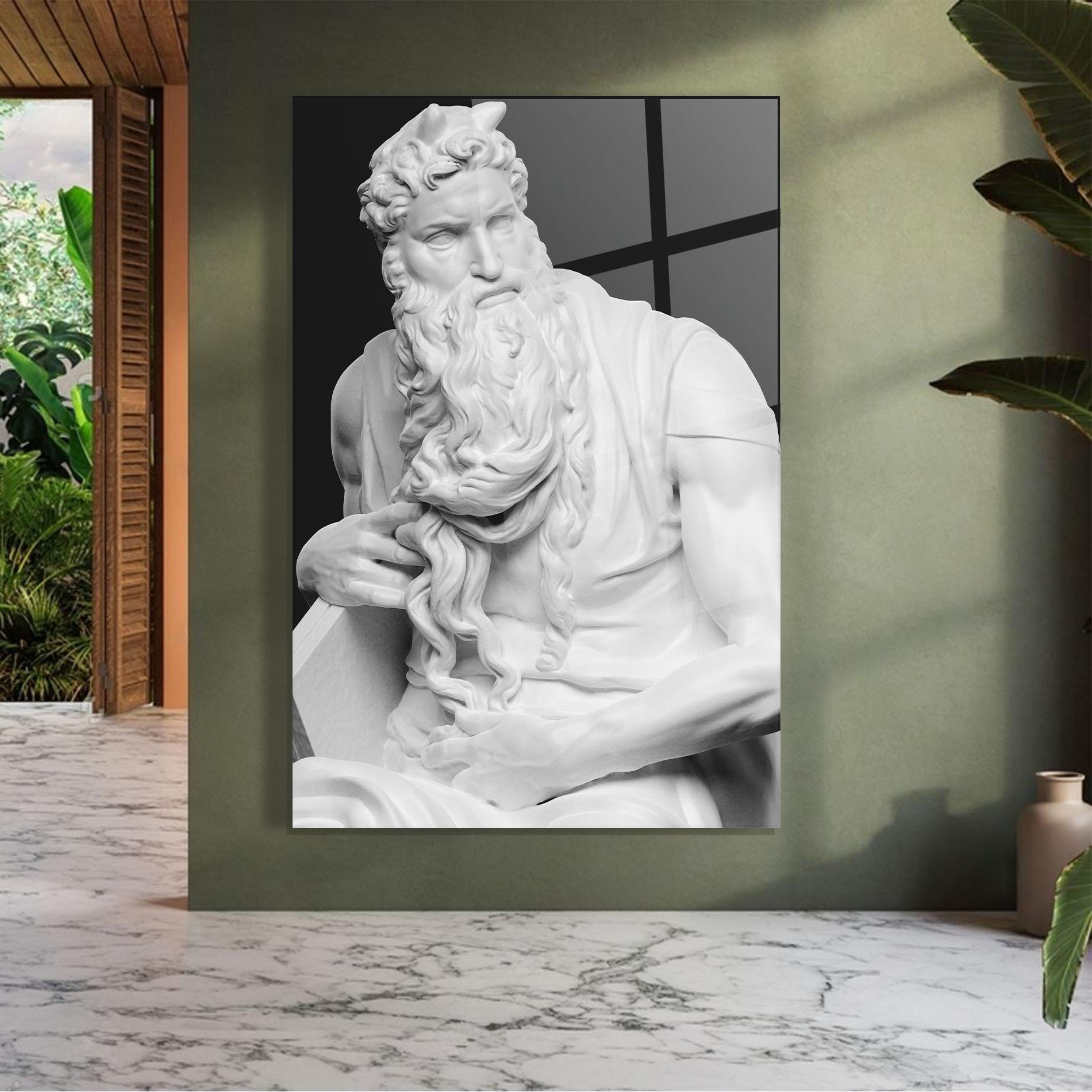 Tablou Sticla Moses Statue mockup 7