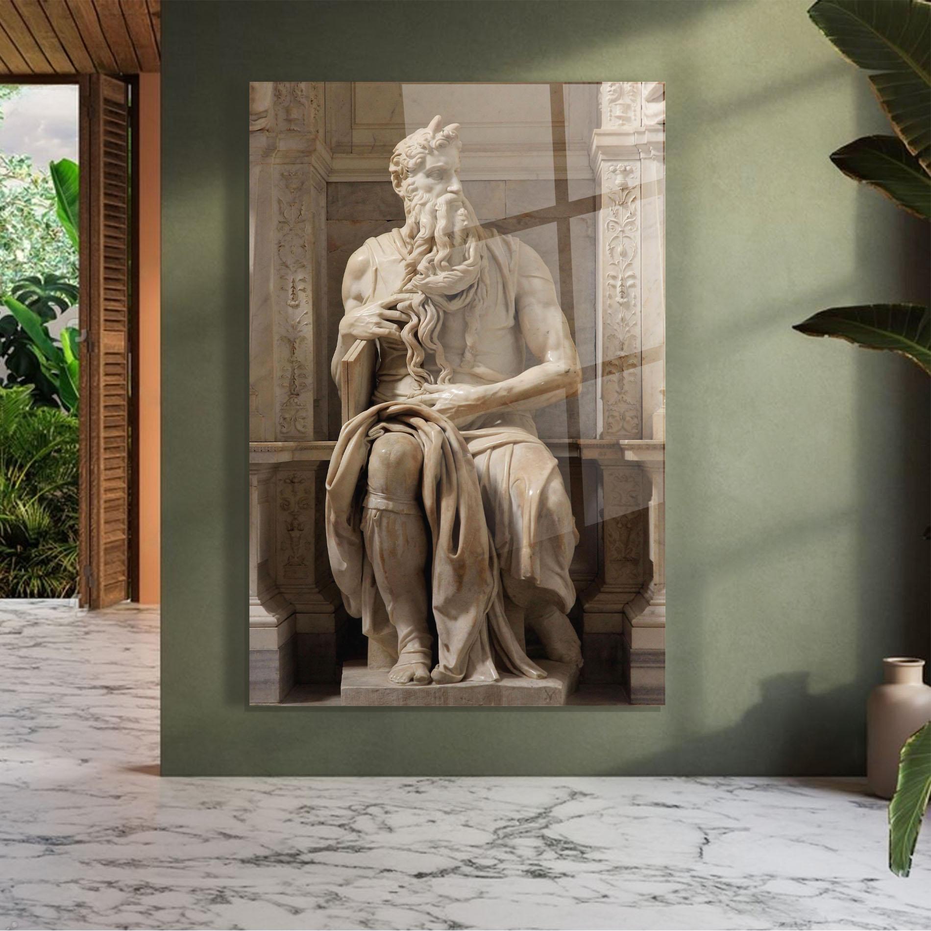 Tablou Sticla Statue Moses mockup 7