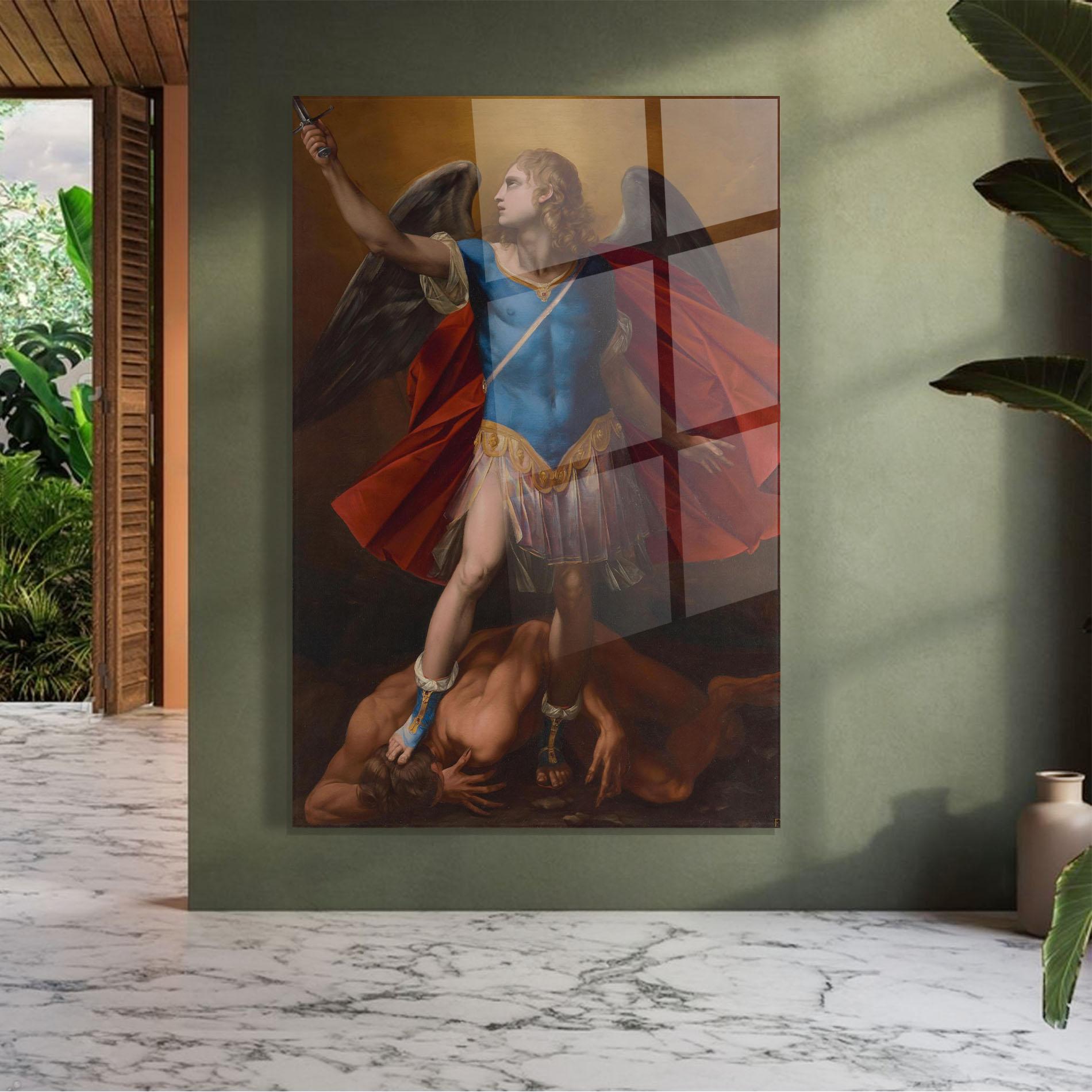 Tablou Sticla Sword In Upraised mockup 7